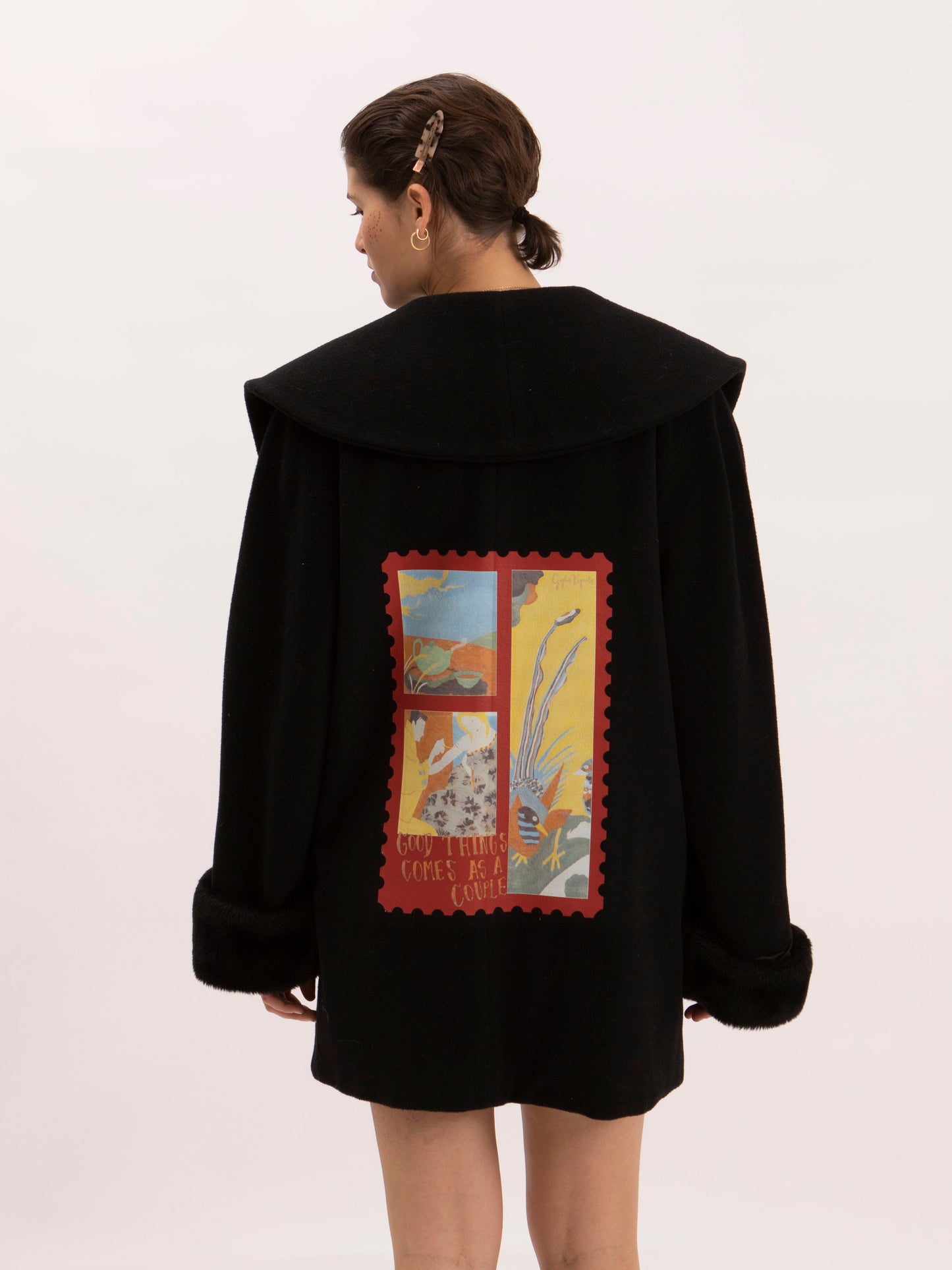 Vintage Black Wool Coat w/ The Couple Stamp