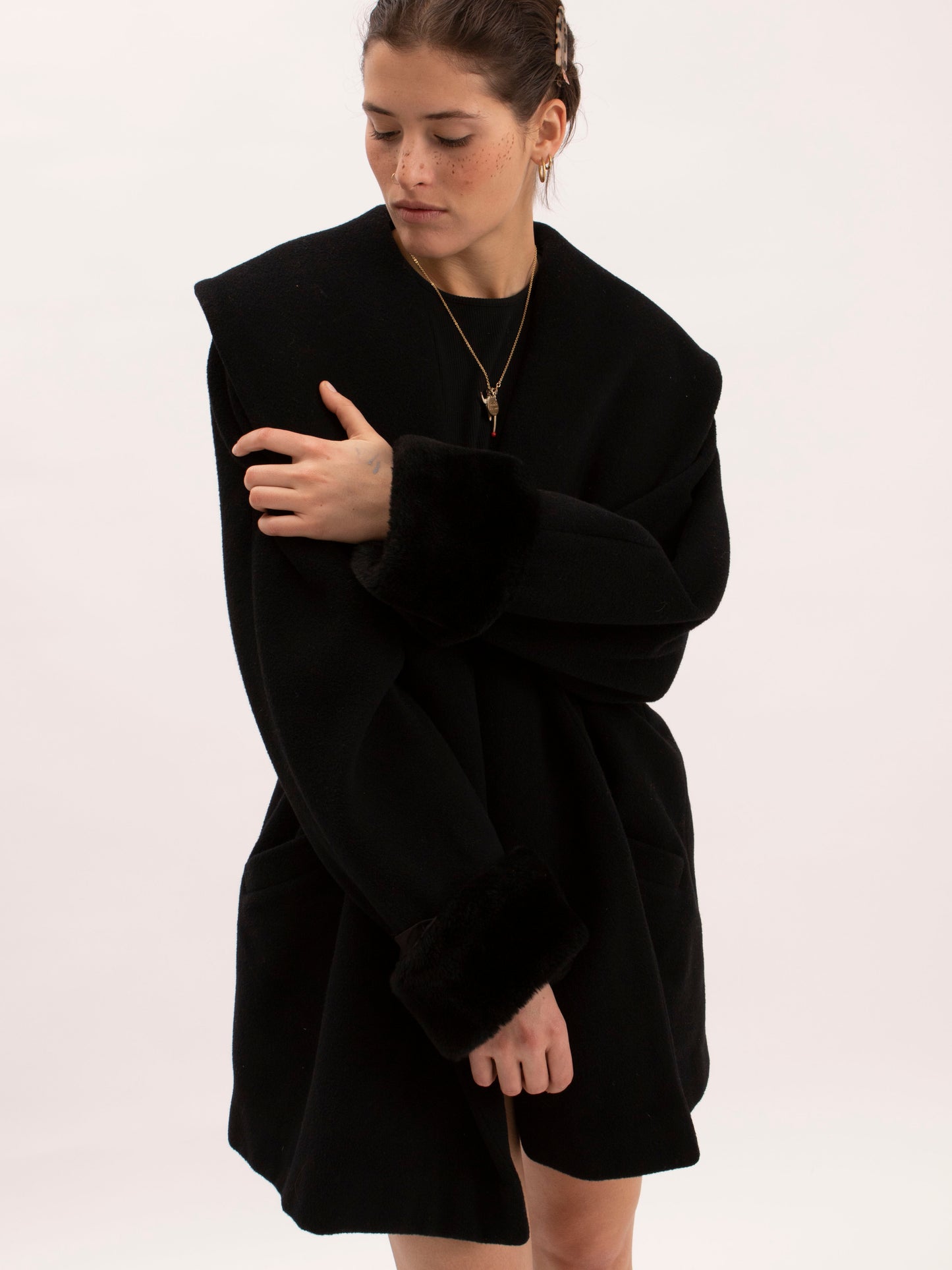 Vintage Black Wool Coat w/ The Couple Stamp
