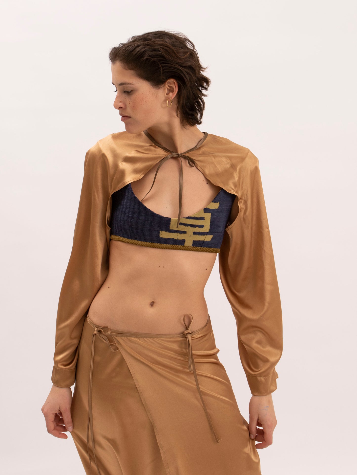 Ginkgo Sleeves in Gold Silk