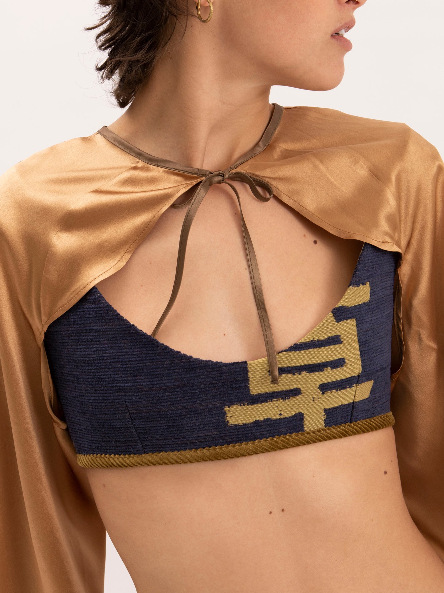 Ginkgo Sleeves in Gold Silk