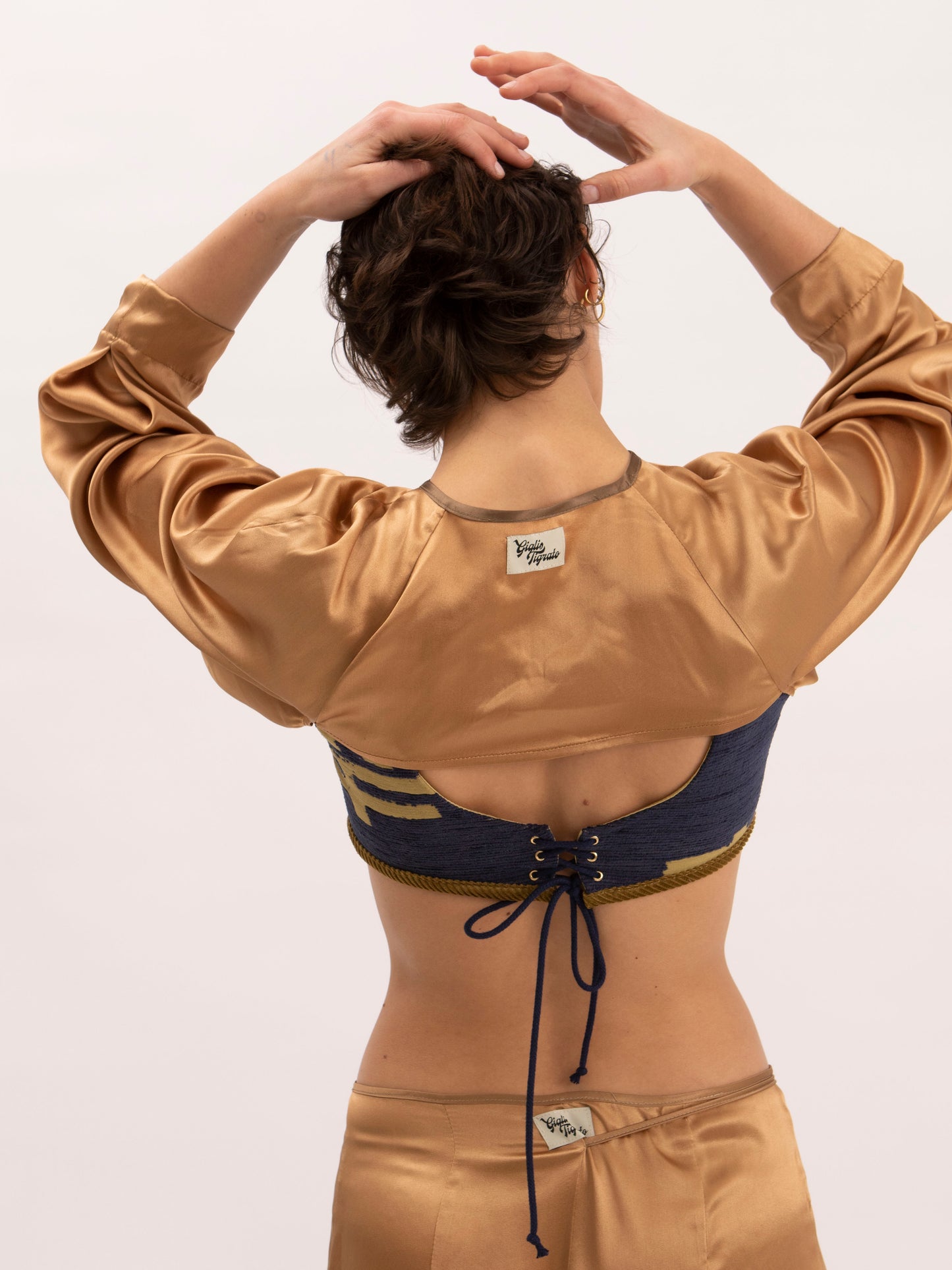 Ginkgo Sleeves in Gold Silk
