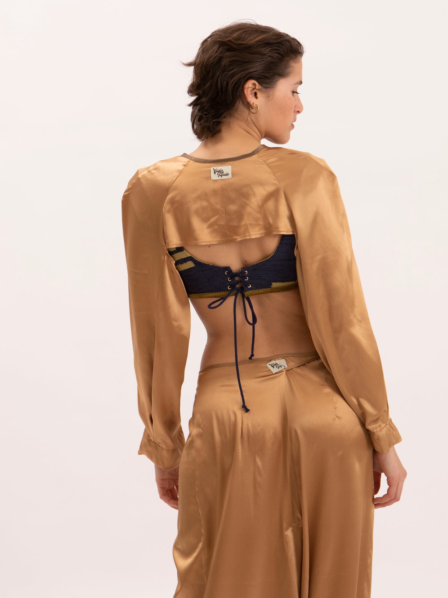 Ginkgo Sleeves in Gold Silk