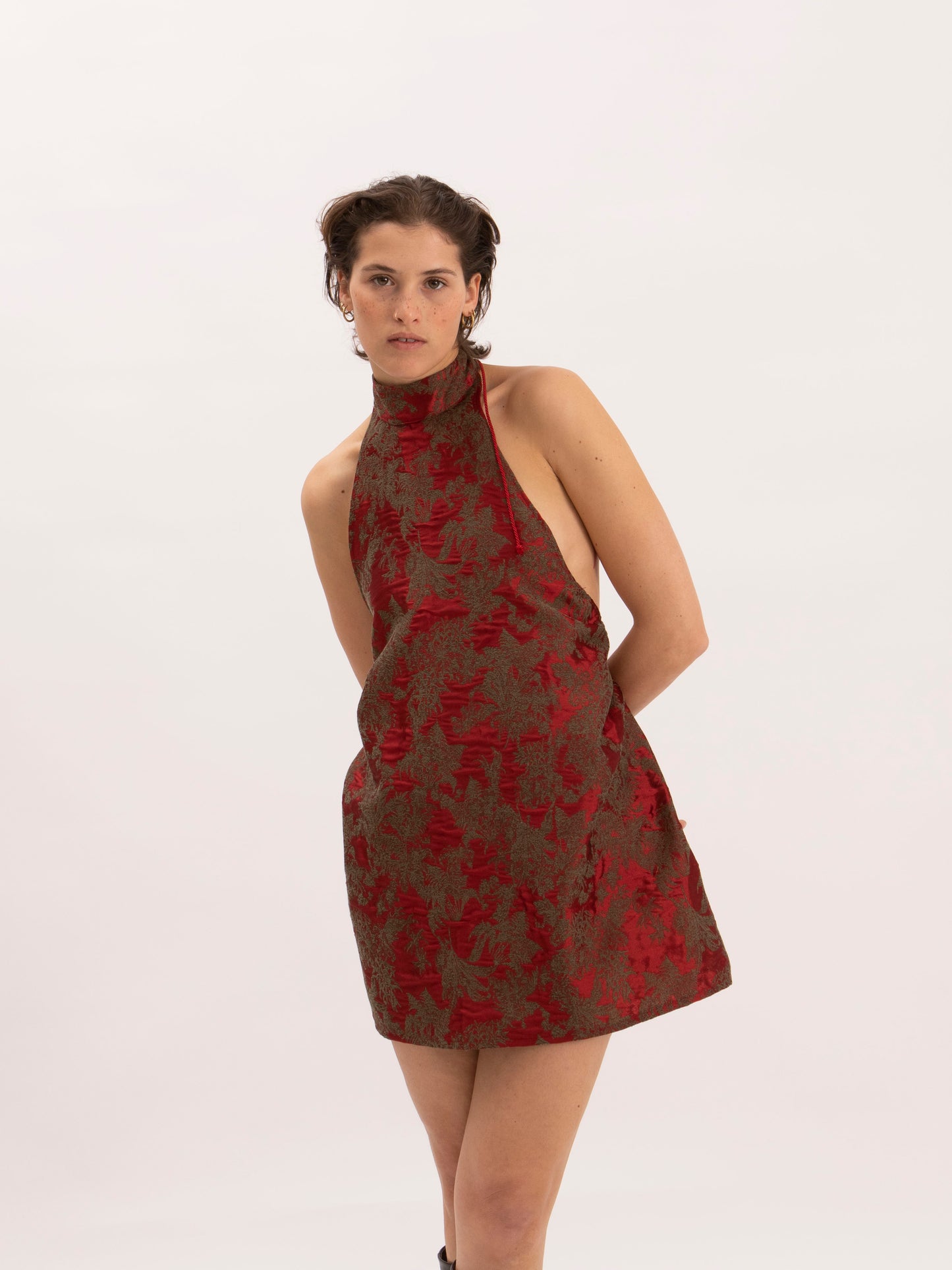 Miso Dress in Red Jacquard
