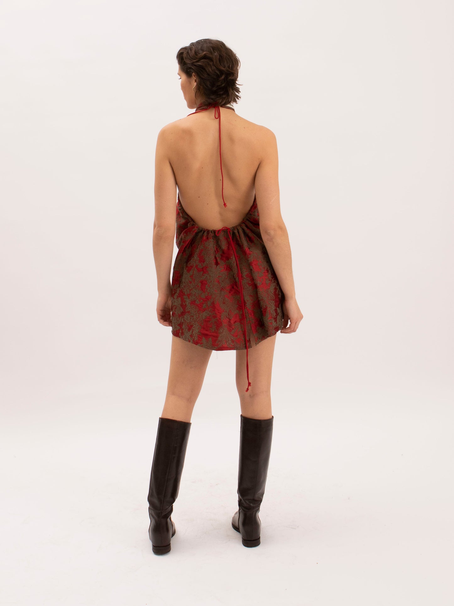 Miso Dress in Red Jacquard