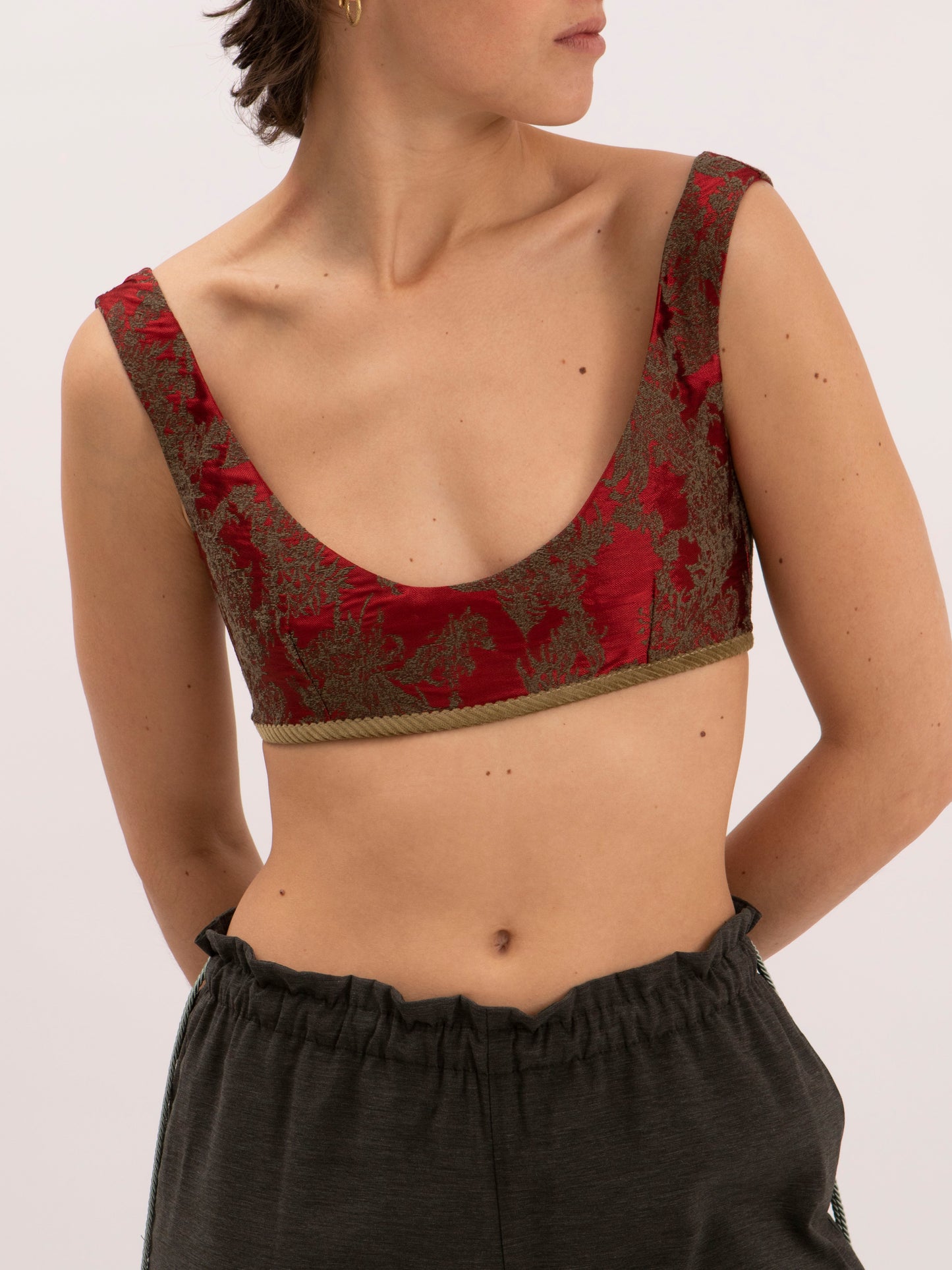 Noha Bralette in Red Jacquard