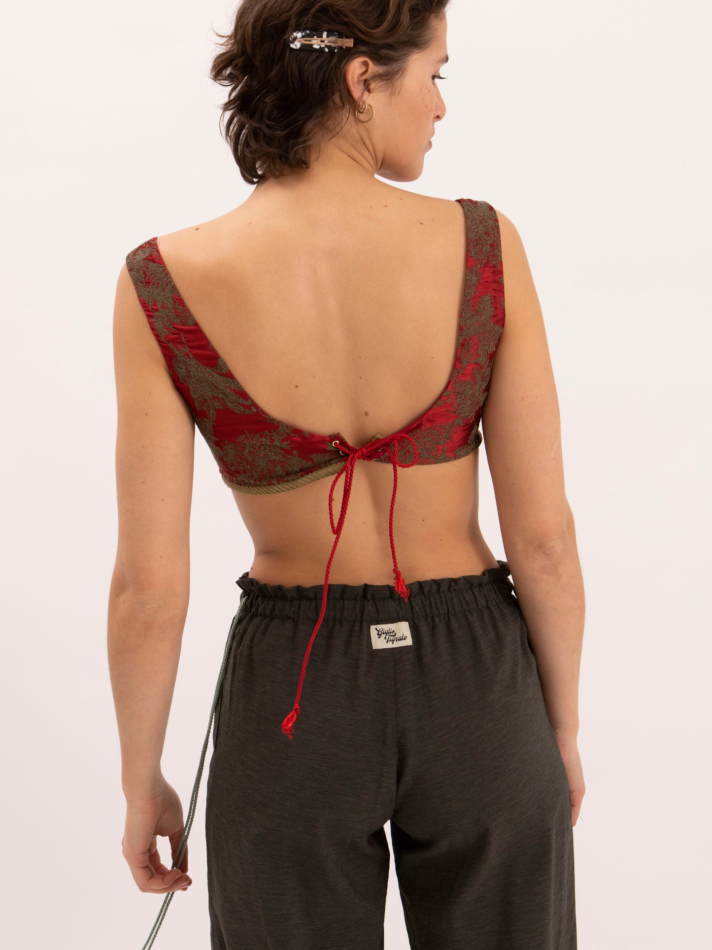 Noha Bralette in Red Jacquard
