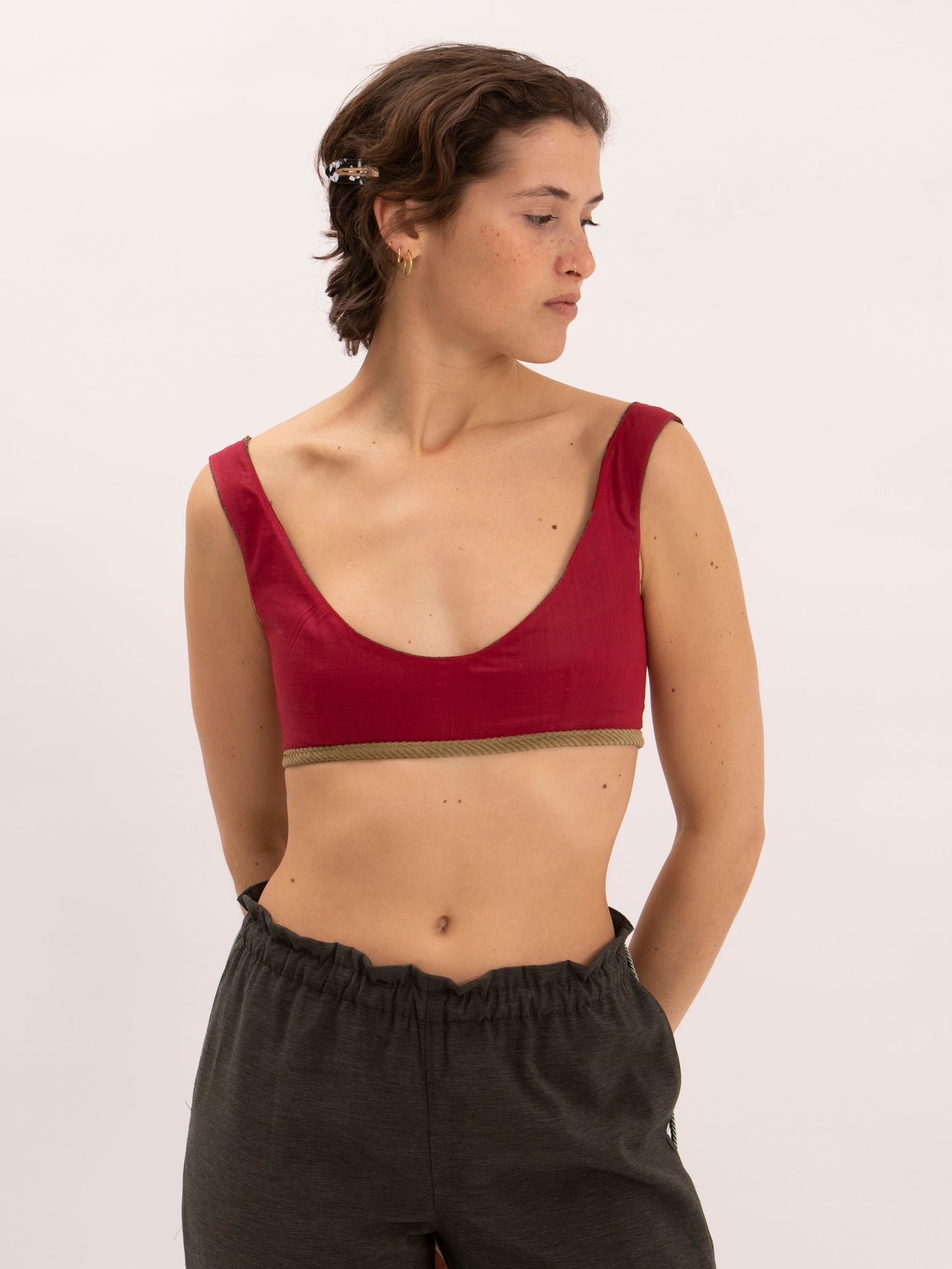 Noha Bralette in Red Jacquard