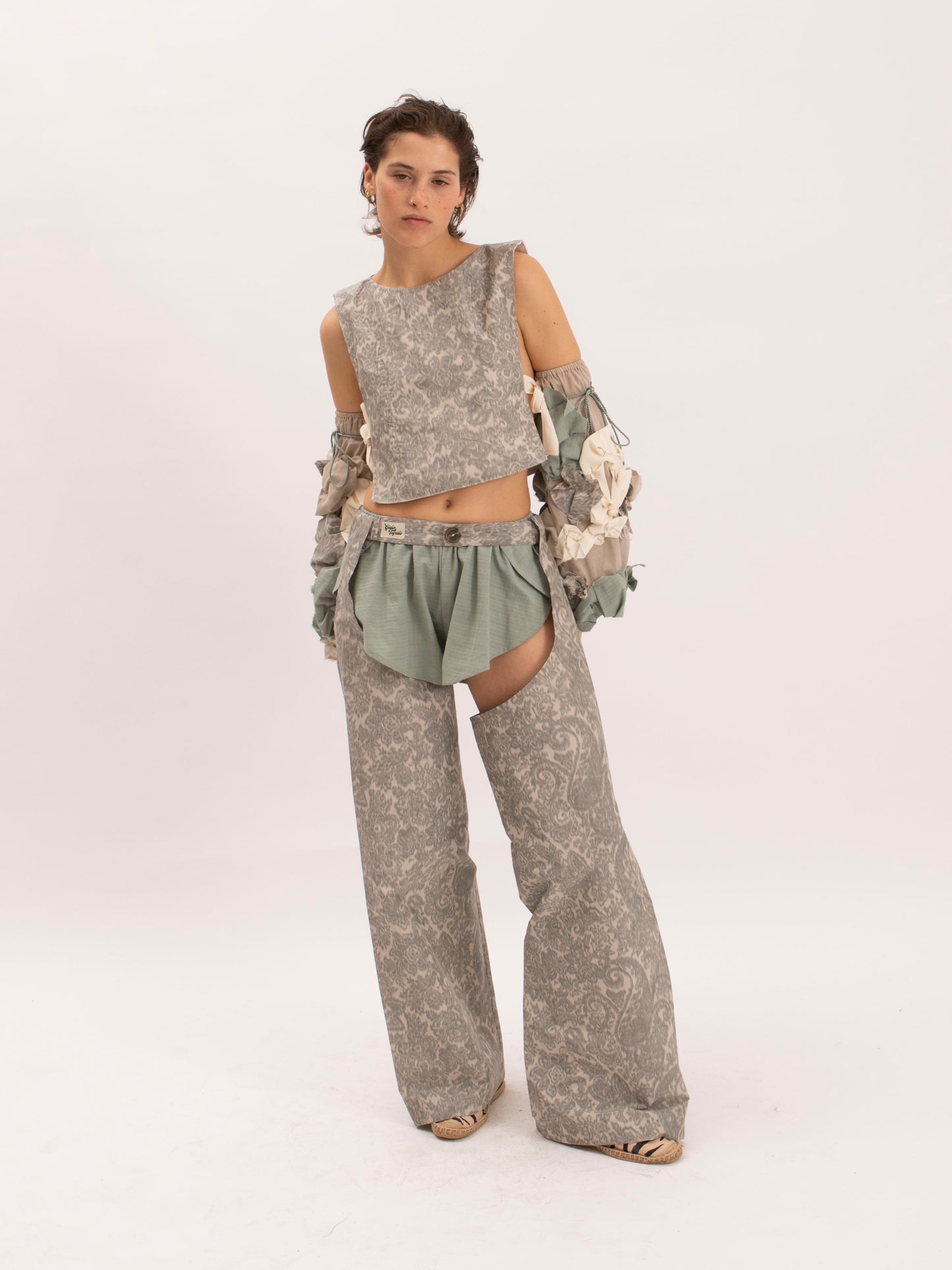 Springroll Culotte in Sage Green Cotton