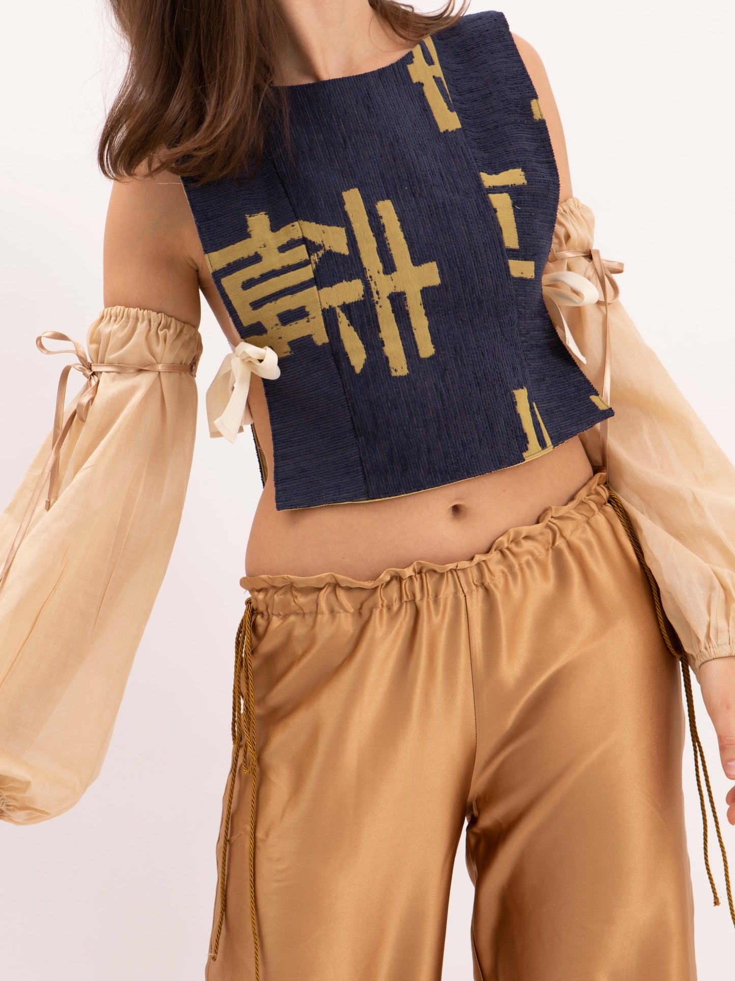 Dakota Poncho Top in Blue Jacquard