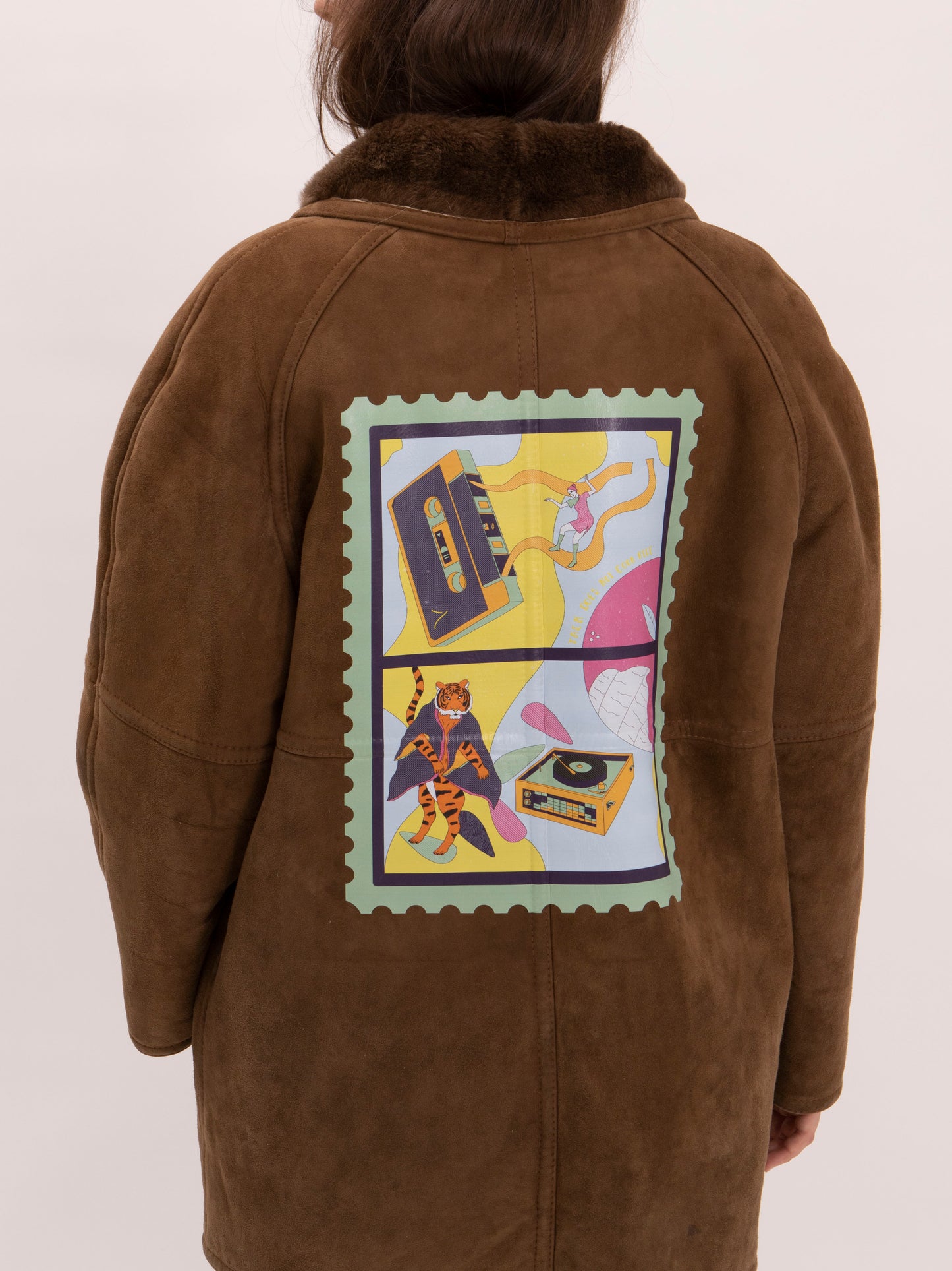Coat, back view, vintage, printed, unique 