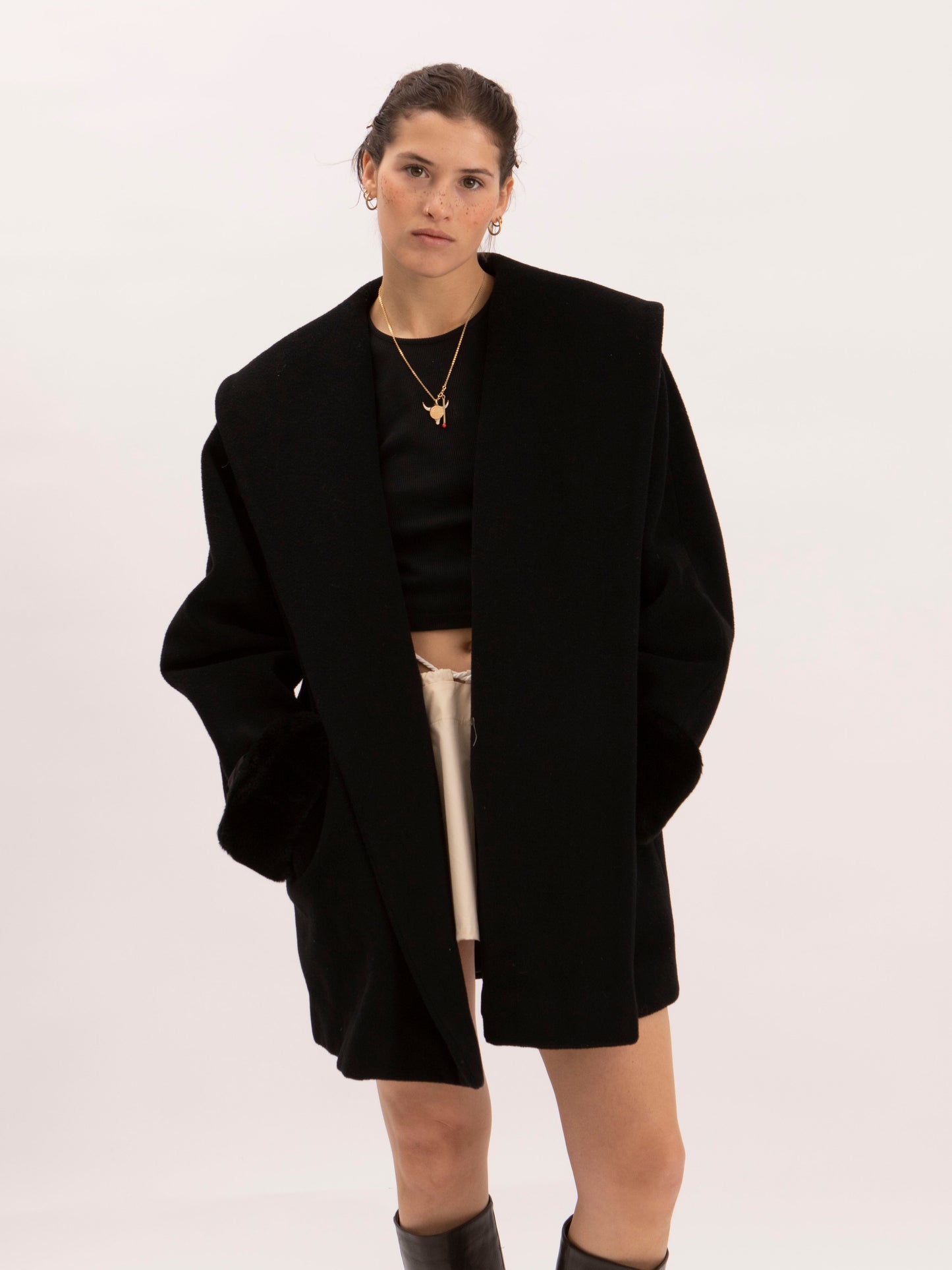 Vintage Black Wool Coat w/ The Couple Stamp