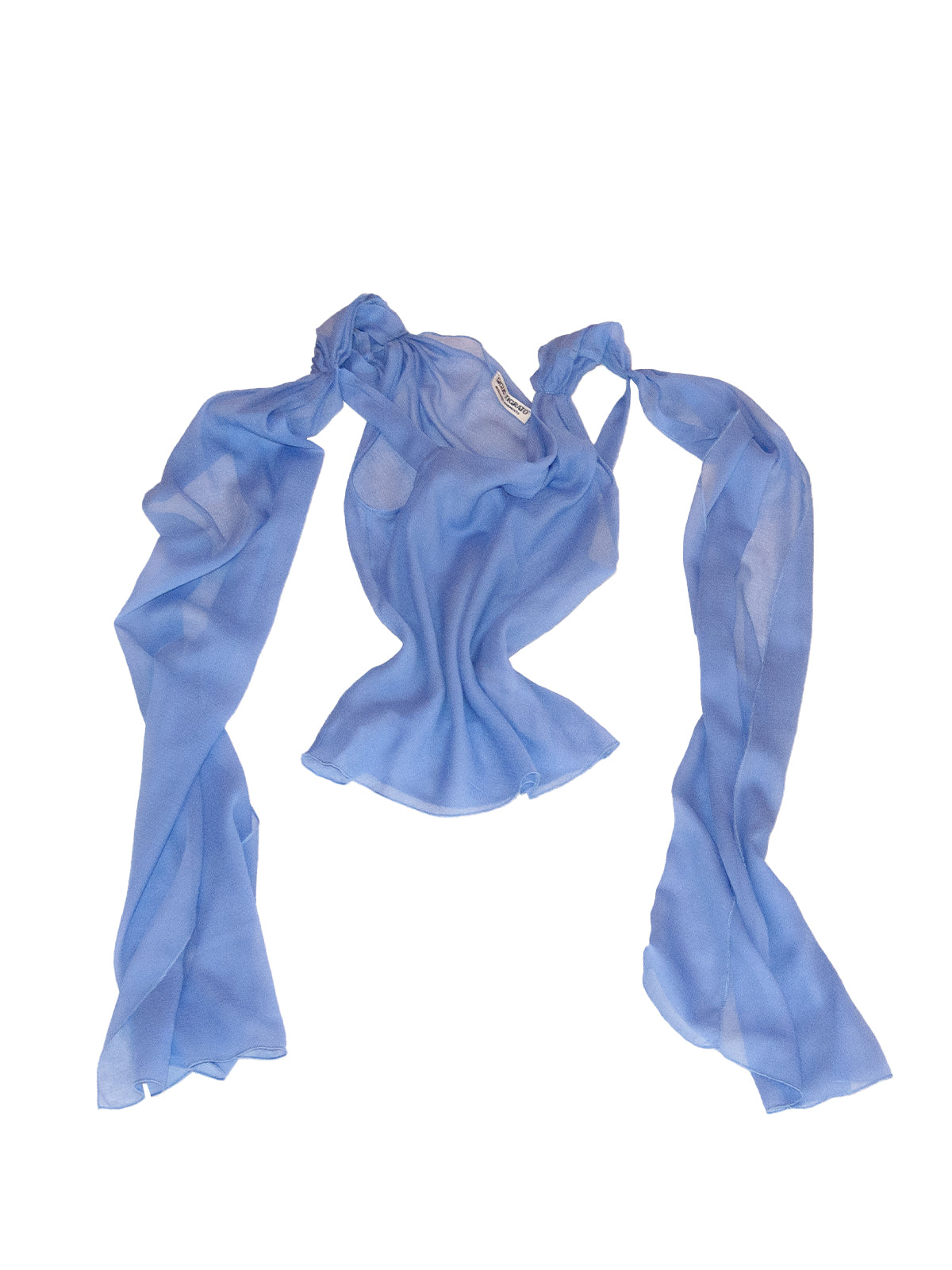 FILICUDI TOP IN CERULEAN CRINKLE CHIFFON