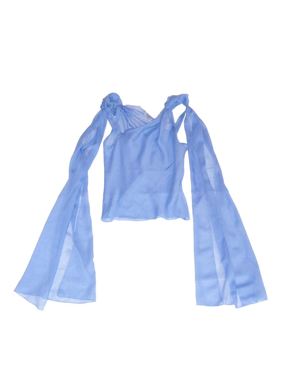 FILICUDI TOP IN CERULEAN CRINKLE CHIFFON