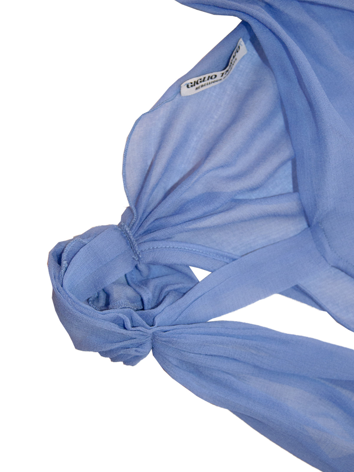 FILICUDI TOP IN CERULEAN CRINKLE CHIFFON