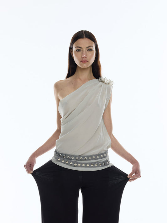 THETIS TOP IN GREY SILK