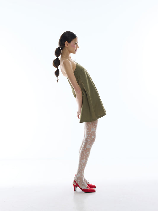 VULCANO DRESS IN GREEN OTTOMAN