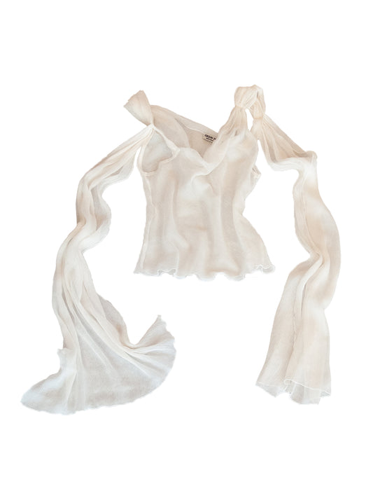 FILICUDI TOP IN WHITE CRINKLE CHIFFON