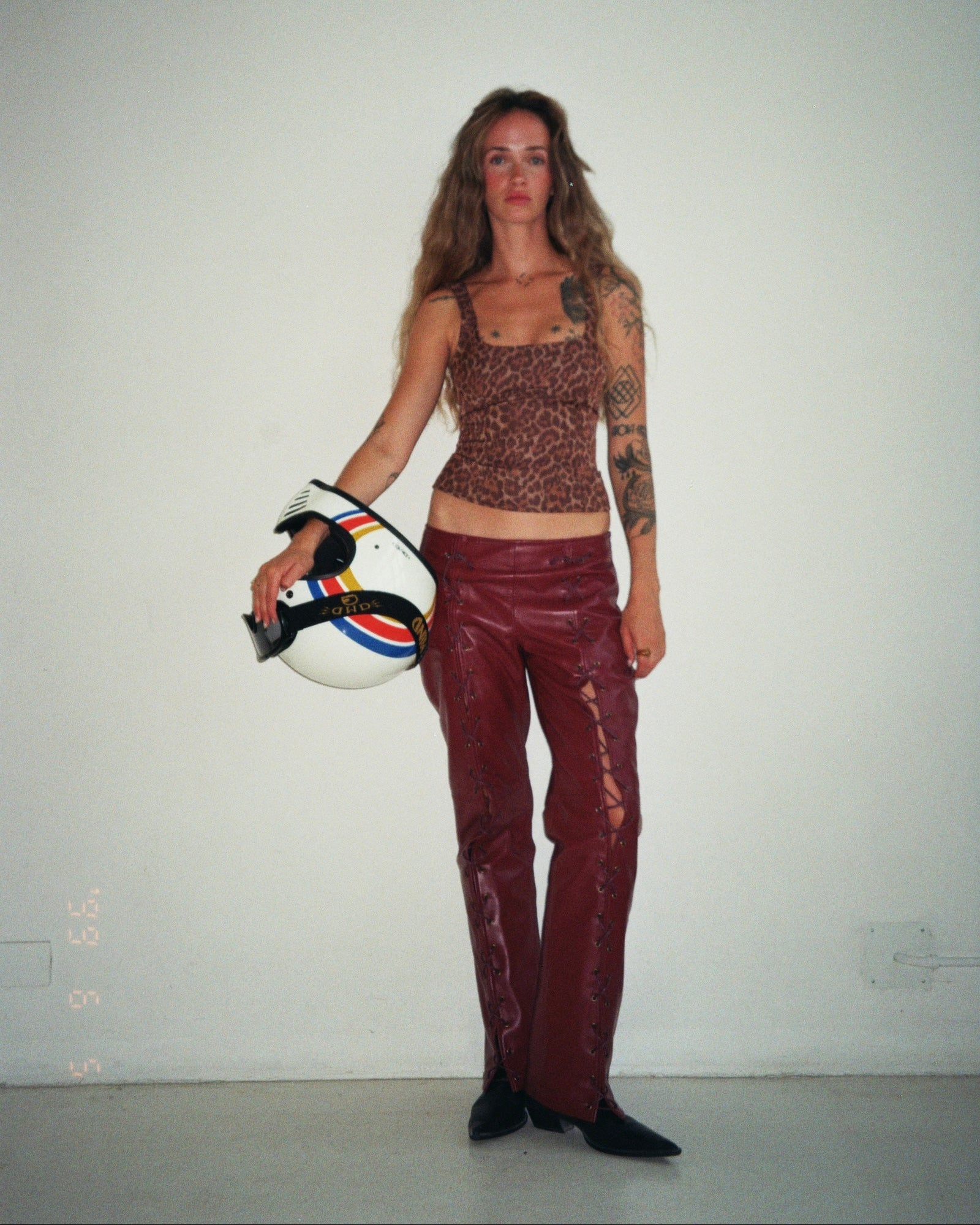 AUSTIN TROUSERS IN CHERRY LEATHER