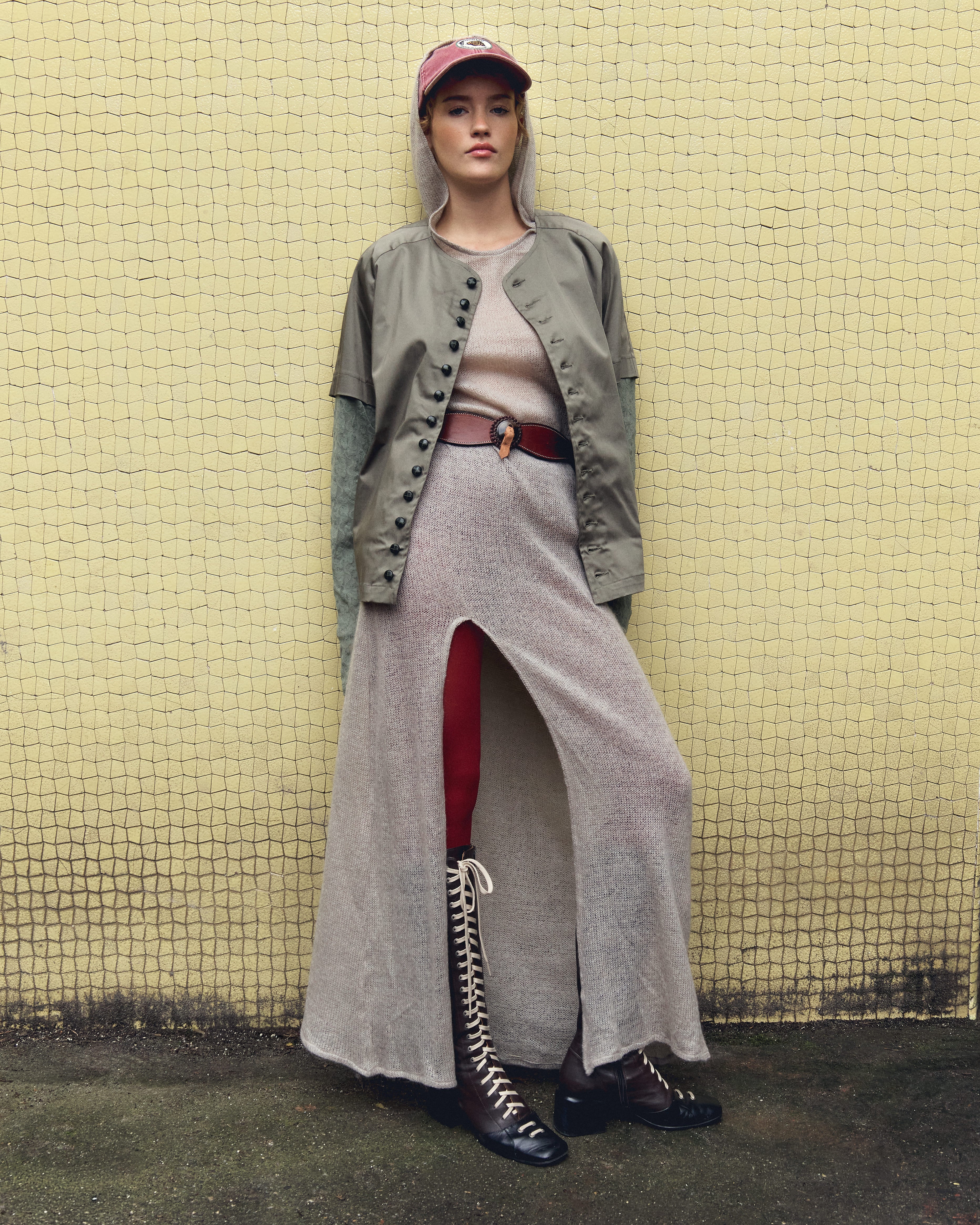 BOMBAY DRESS IN GREY MOHAIR MESH