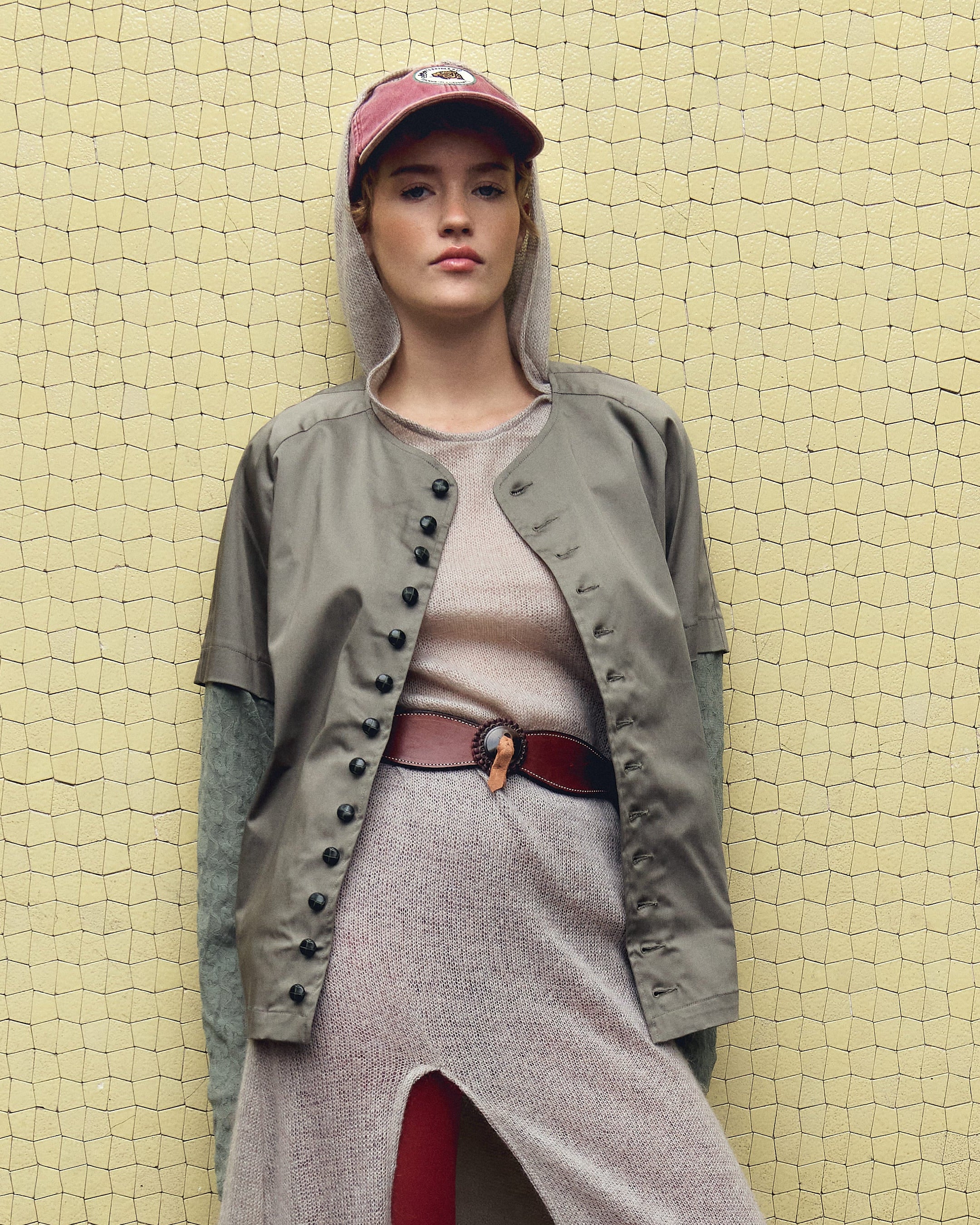 ATLANTA SHIRT IN GREEN COTTON AND LACE