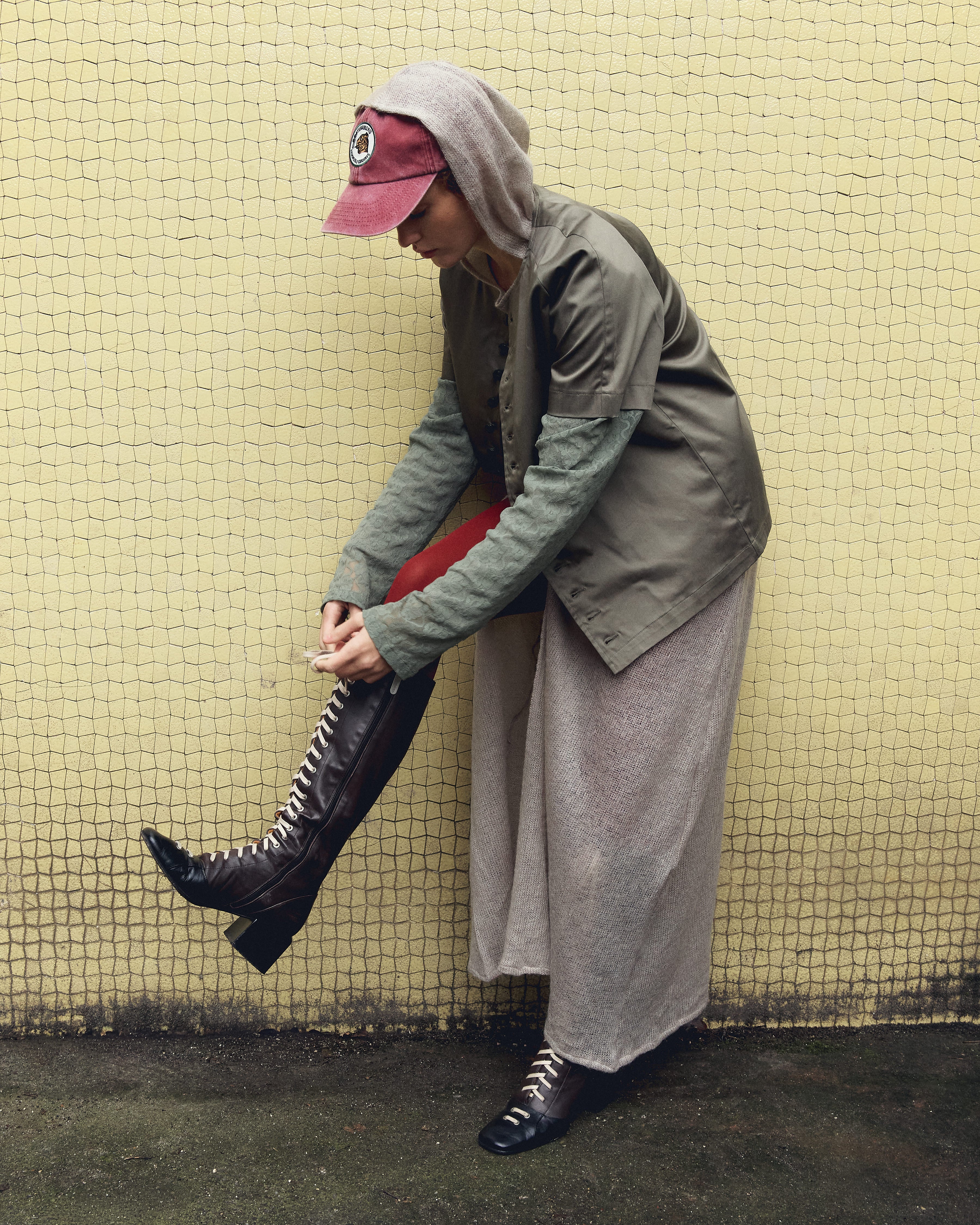 BOMBAY DRESS IN GREY MOHAIR MESH