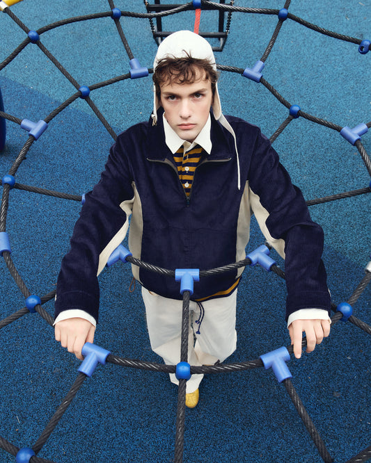 ANNAPURNA PULLOVER IN BLUE CORDUROY