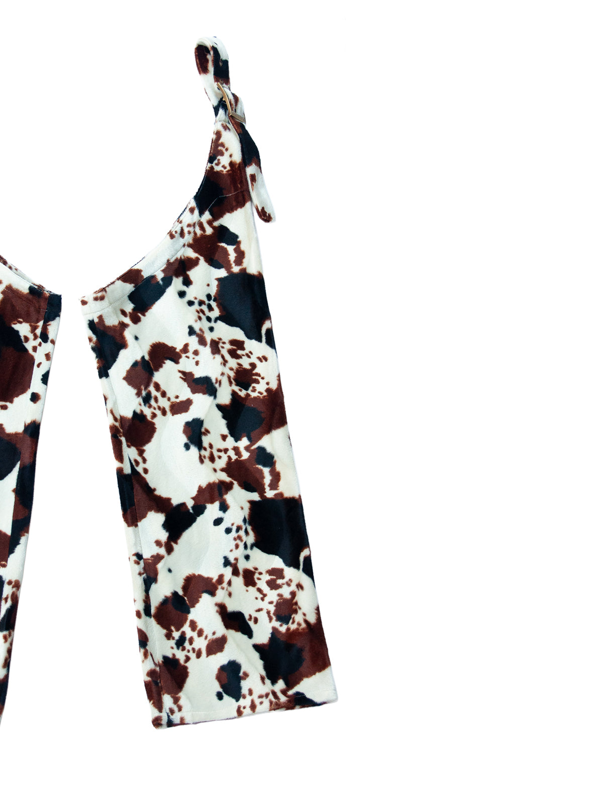 DALLAS CHAPS IN COW PATTERN FAKE FUR