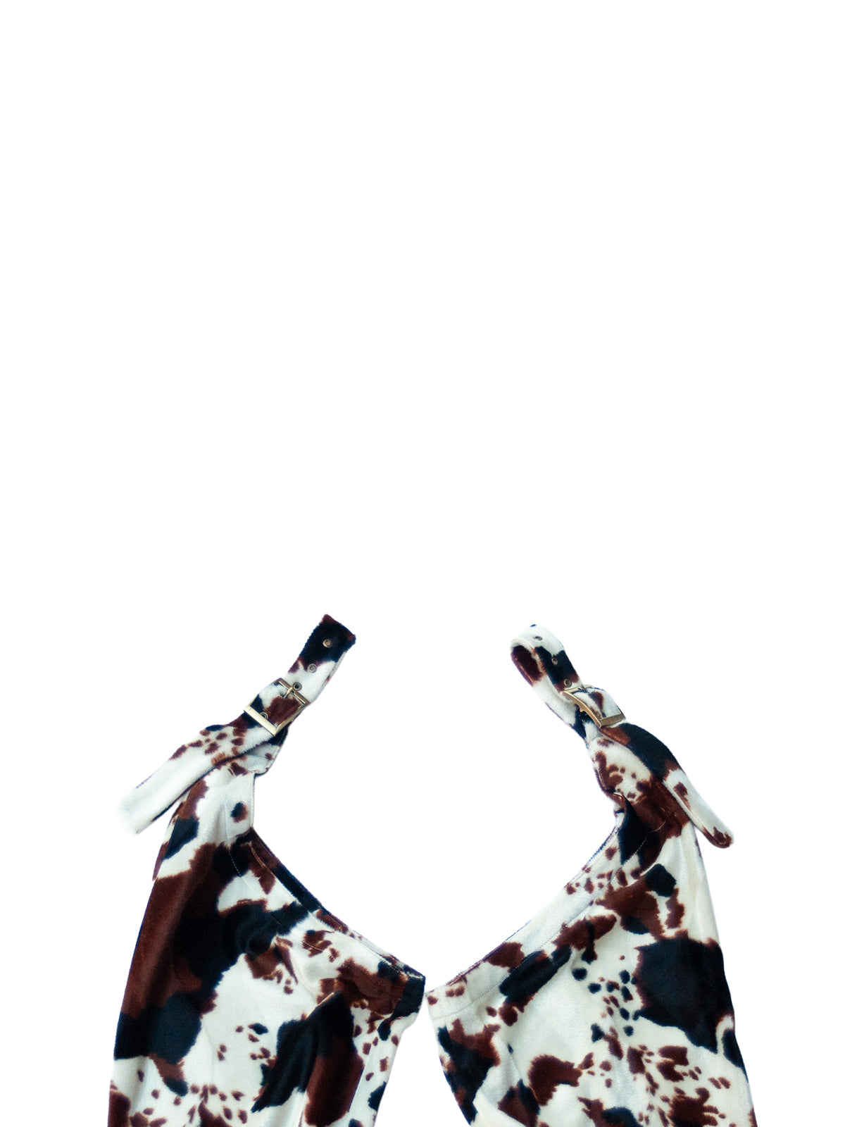 DALLAS CHAPS IN COW PATTERN FAKE FUR