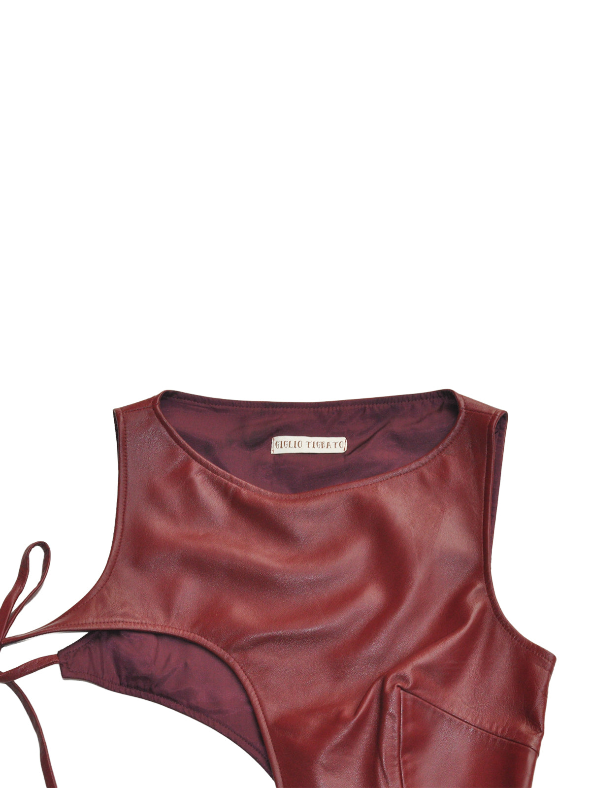 MOJO JOJO TOP IN BORDEAUX LEATHER