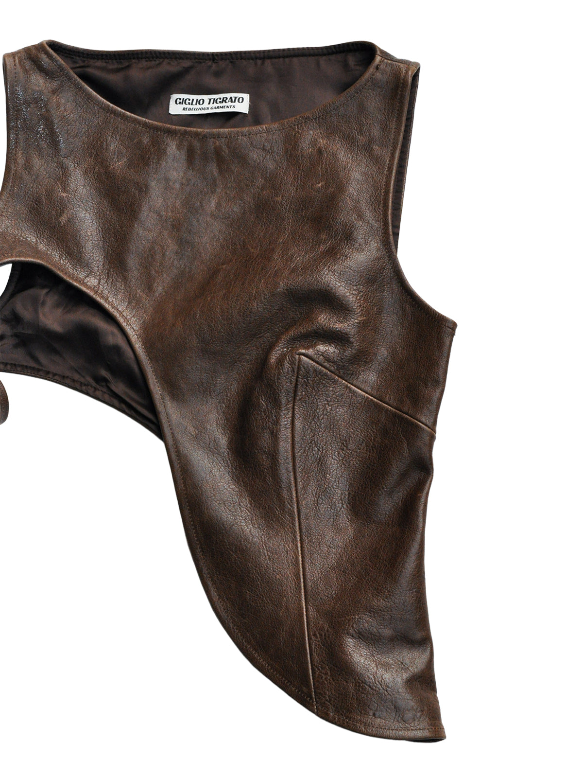 MOJO JOJO TOP IN BROWN LEATHER