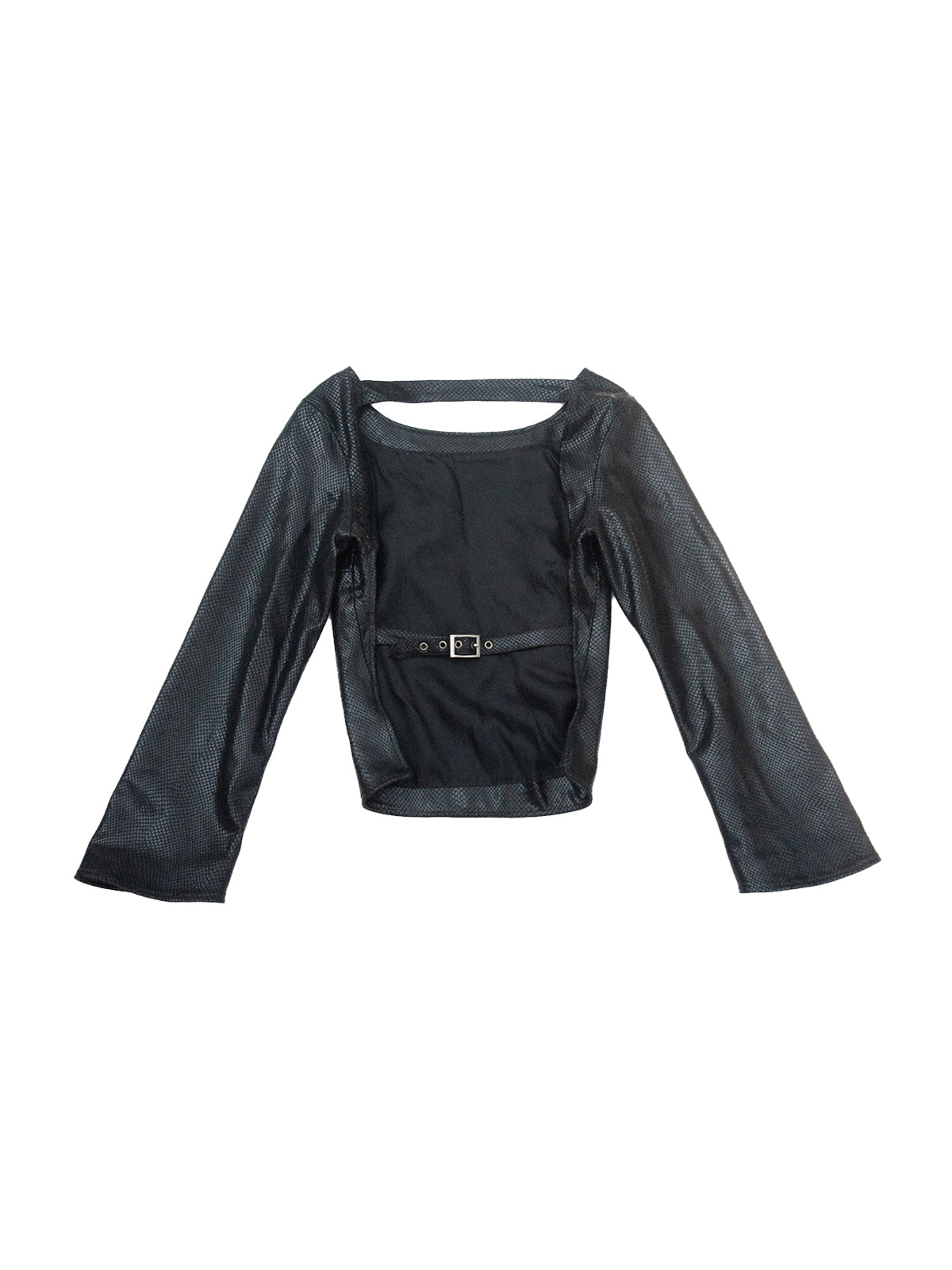 YOSHIDA TOP IN BLACK LEATHER