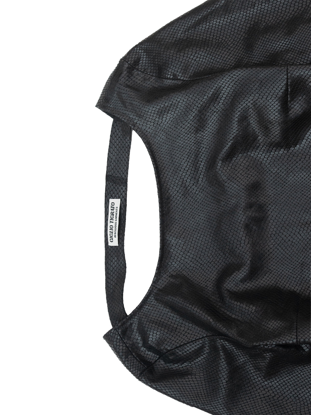 YOSHIDA TOP IN BLACK LEATHER