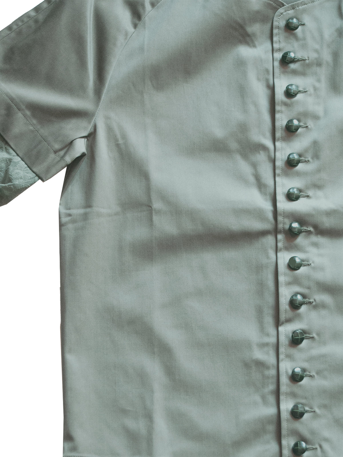 ATLANTA SHIRT IN GREEN COTTON AND LACE