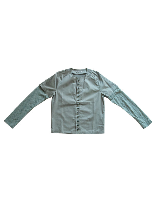 ATLANTA SHIRT IN GREEN COTTON AND LACE