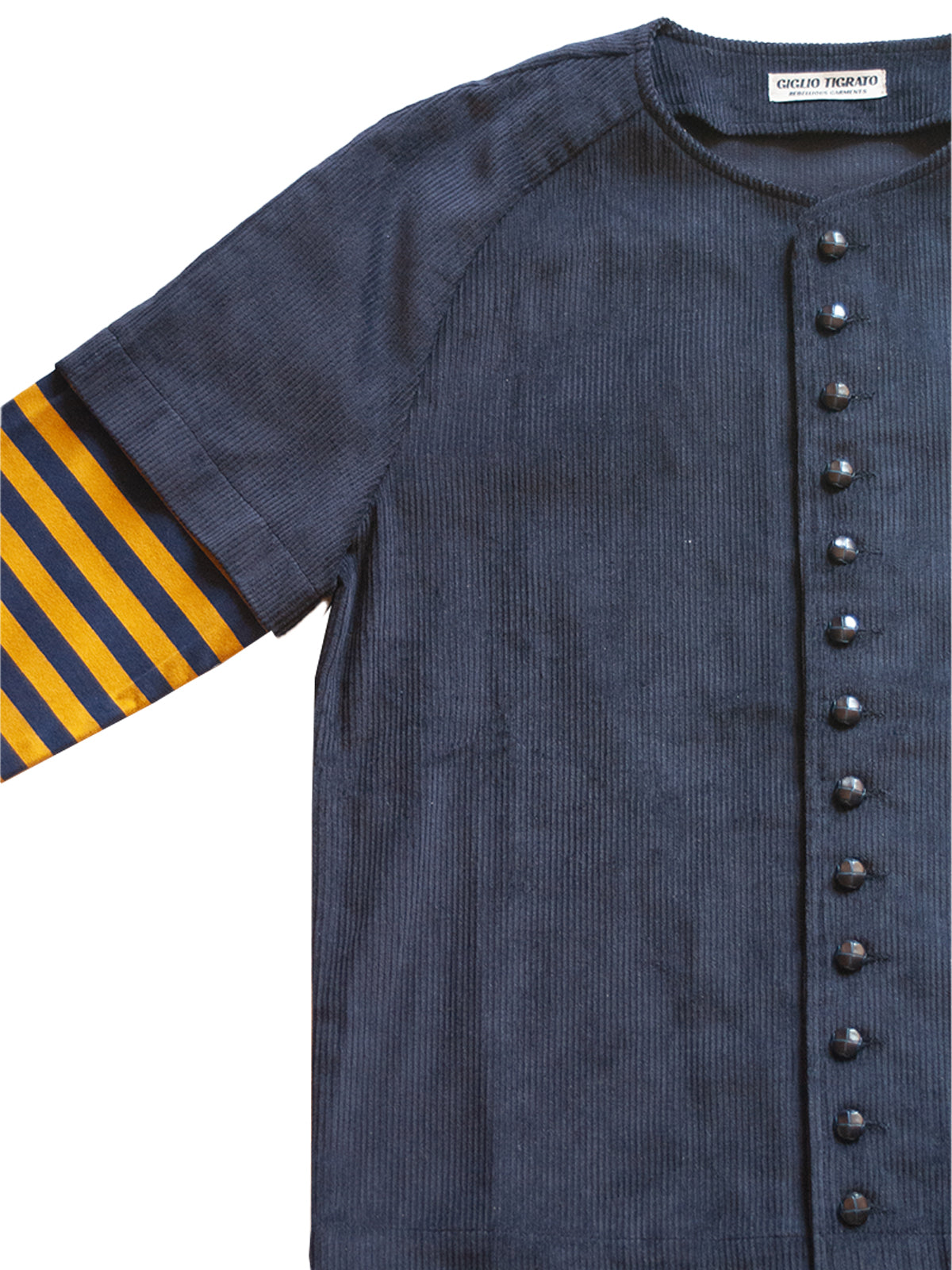 ATLANTA SHIRT IN BLUE CORDUROY AND STRIPED COTTON