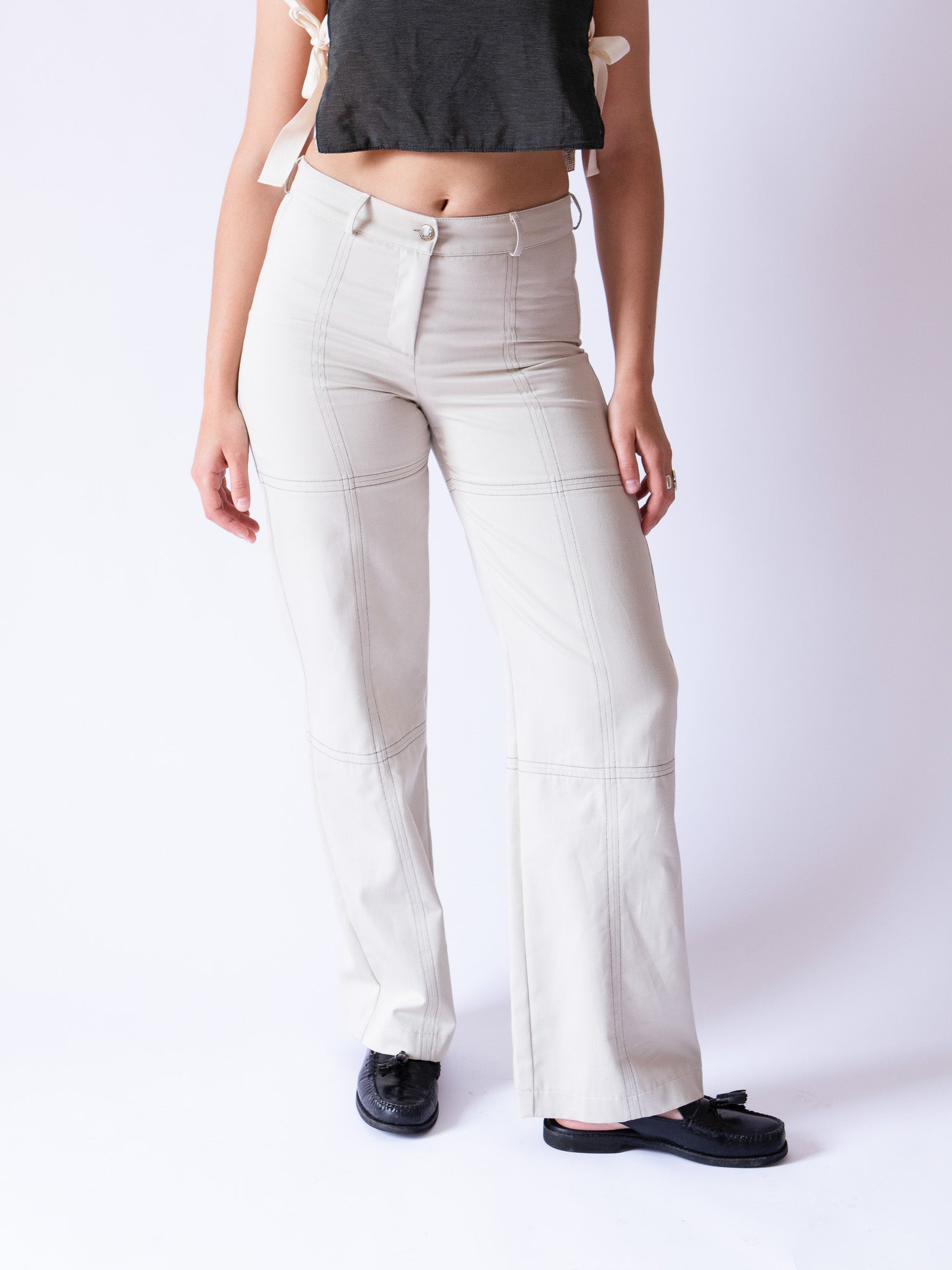 Bamboo Trousers, front view, straight pants, unique, regular fit