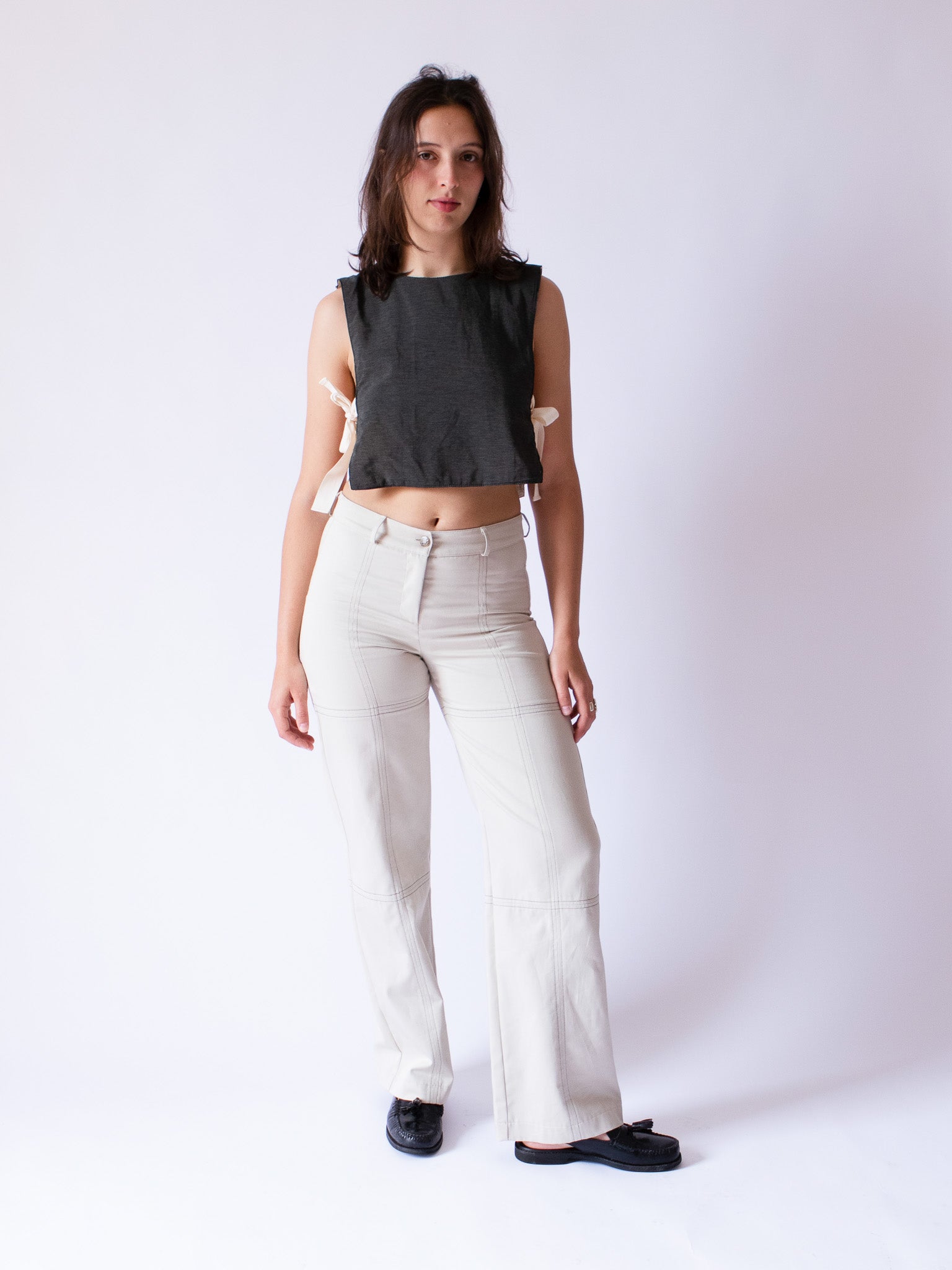 Bamboo Trousers, front view, straight pants, unique, regular fit