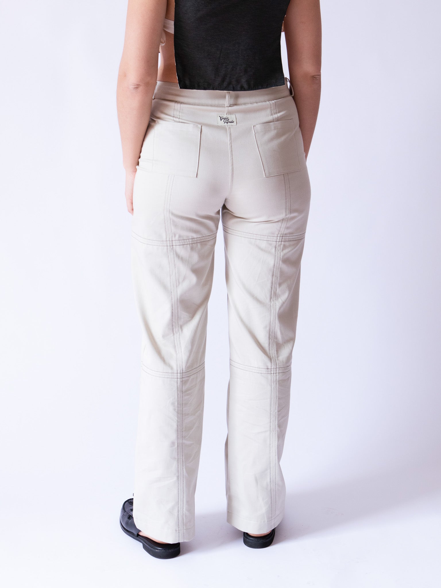 Bamboo Trousers, back view, straight pants, unique, regular fit