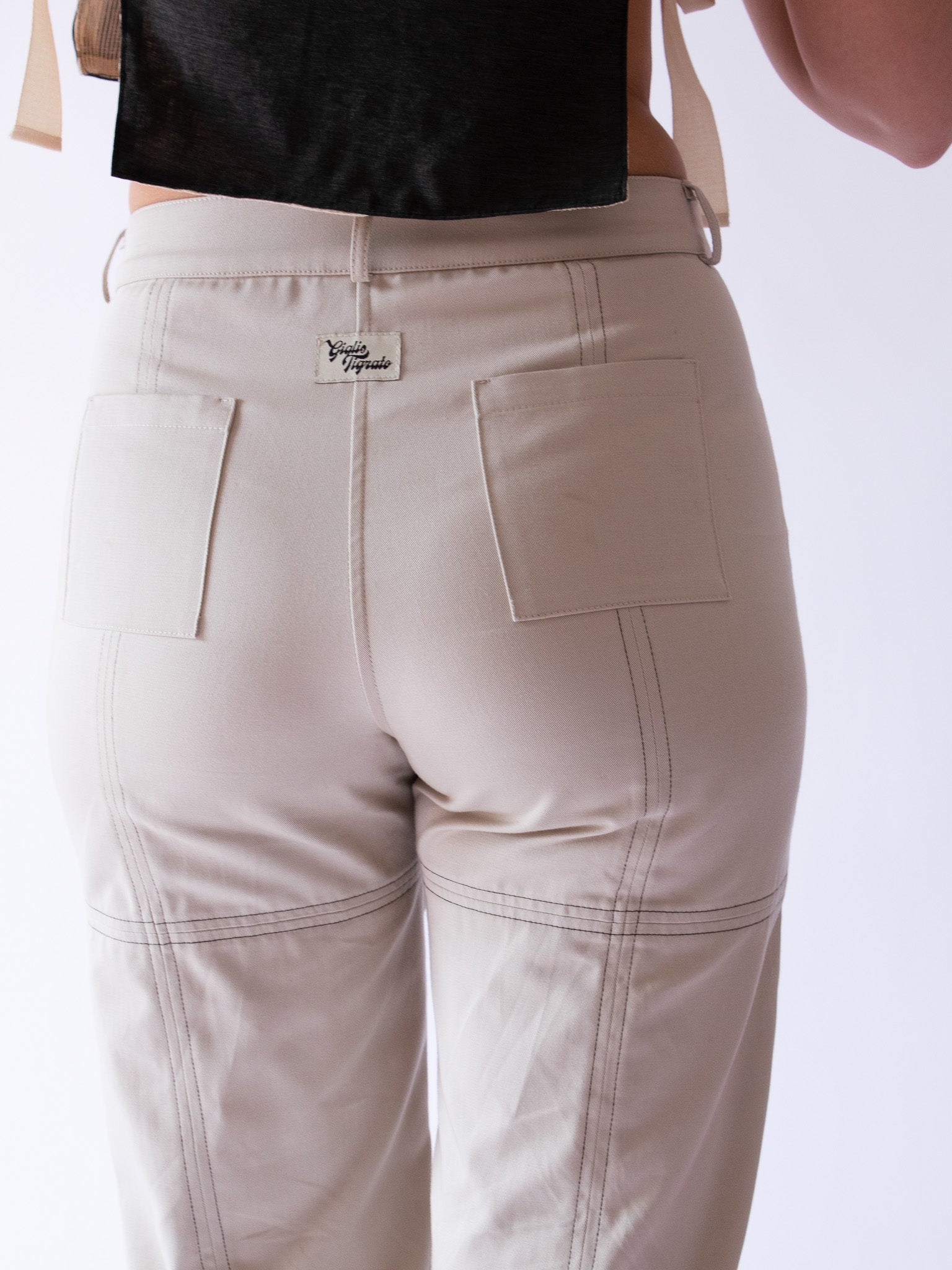 Bamboo Trousers, back view, straight pants, unique, regular fit