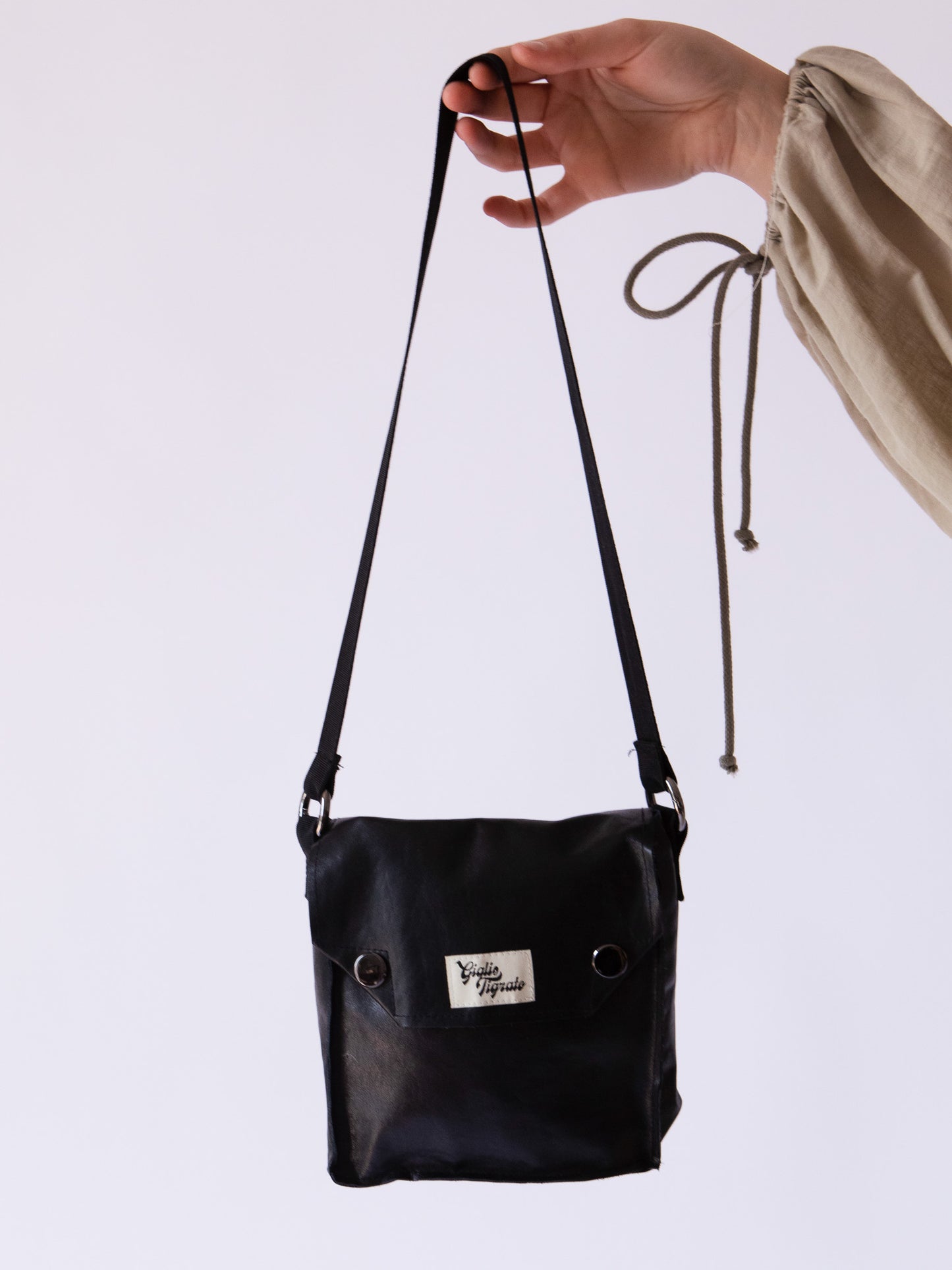 Mini Postman Bag in Black Leather