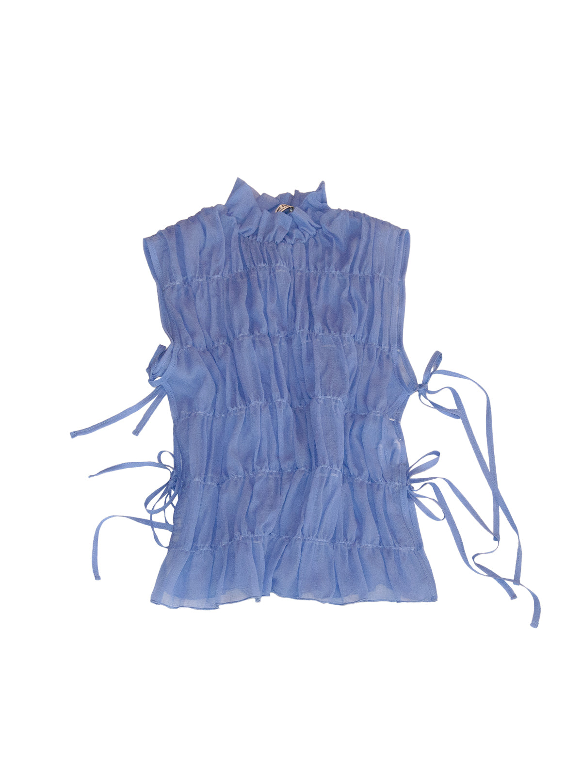 TASMANIA TOP IN CERULEAN CRINKLE CHIFFON