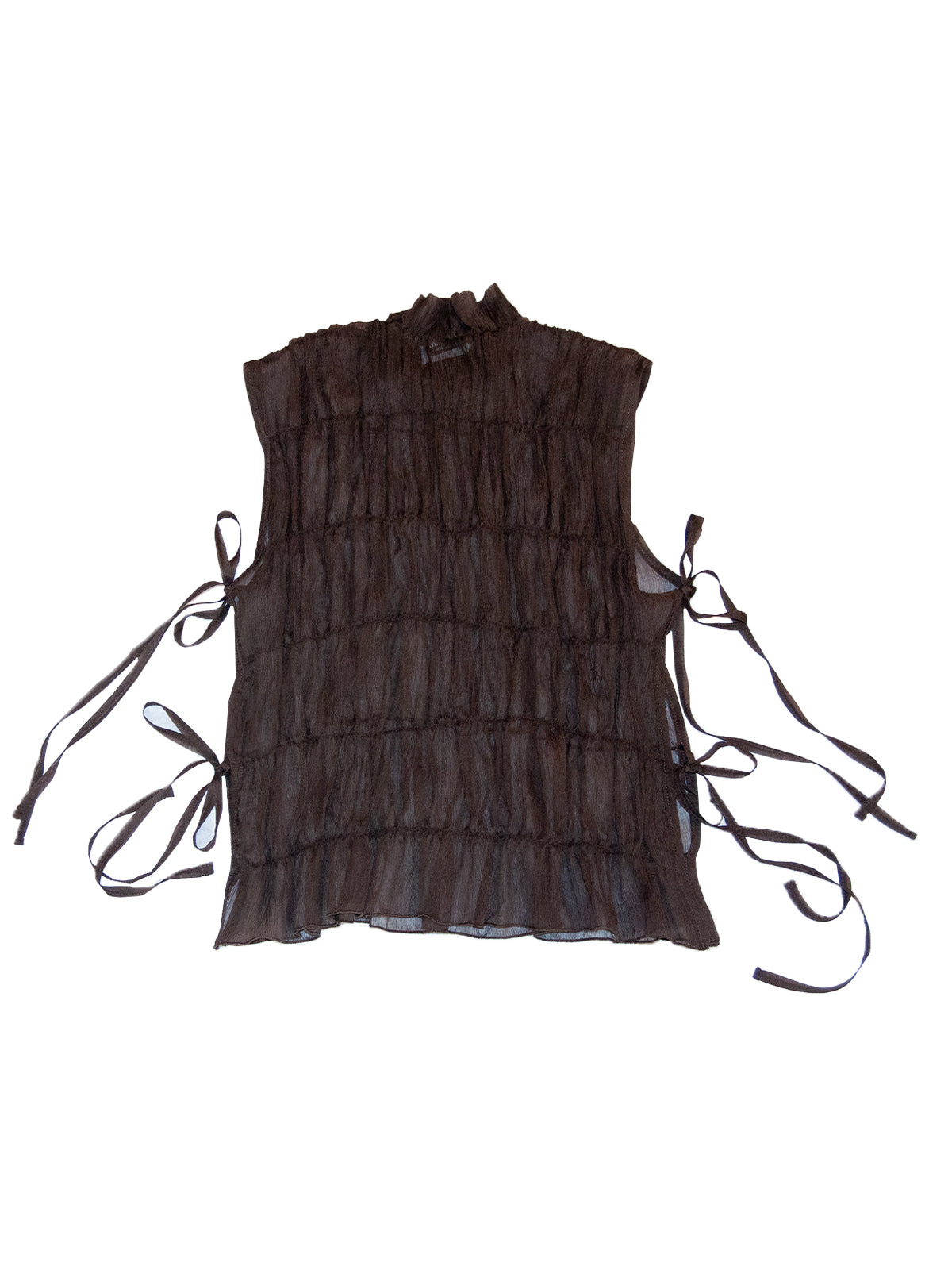 TASMANIA TOP IN BROWN CRINKLE CHIFFON