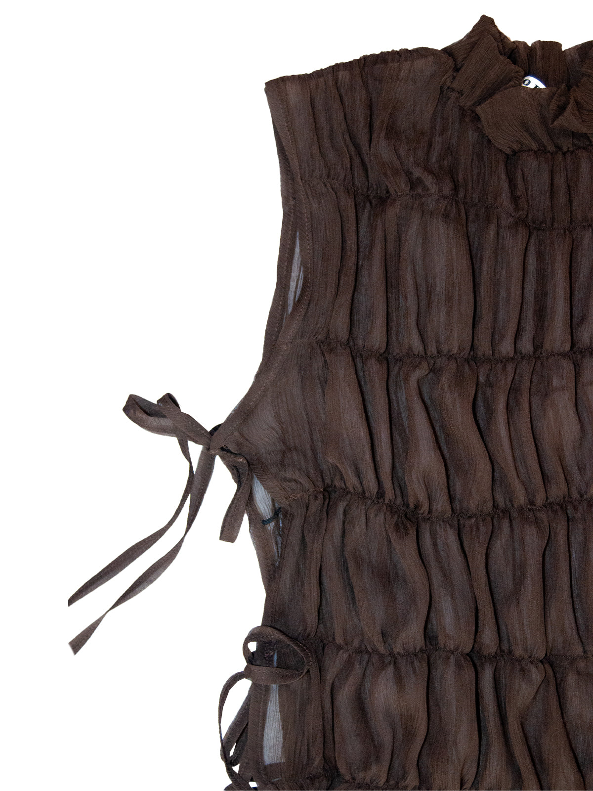 TASMANIA TOP IN BROWN CRINKLE CHIFFON