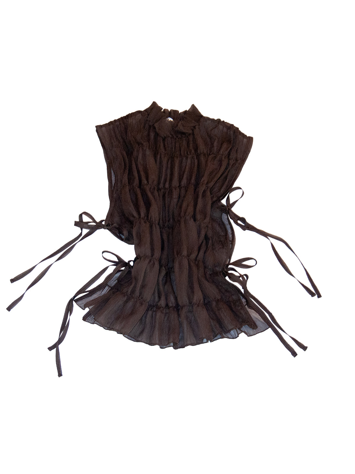 TASMANIA TOP IN BROWN CRINKLE CHIFFON