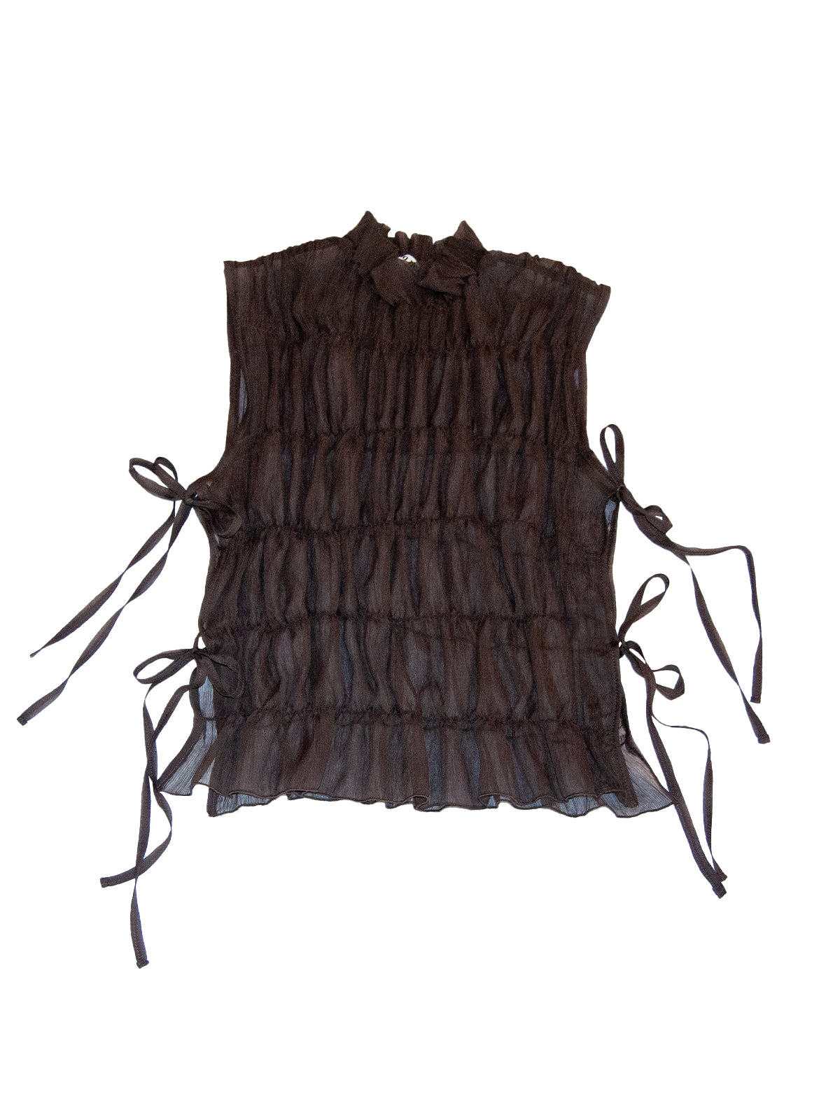TASMANIA TOP IN BROWN CRINKLE CHIFFON