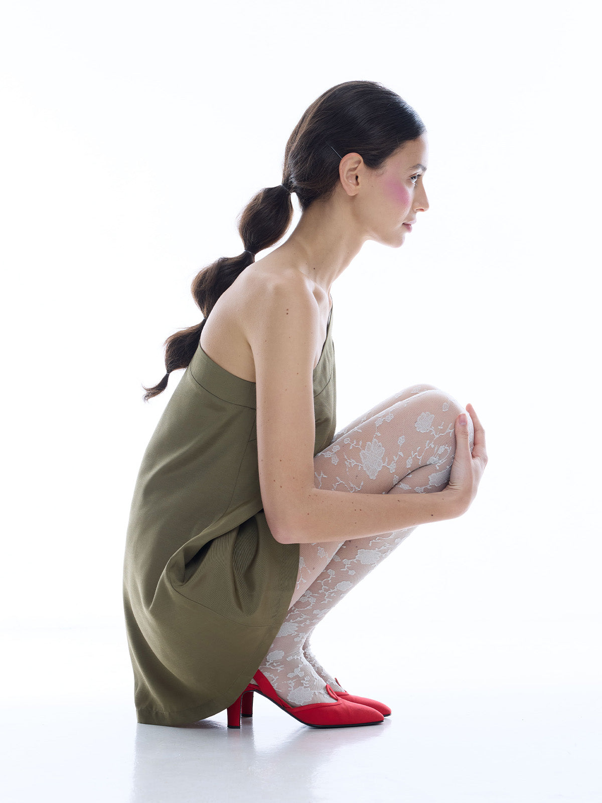 VULCANO DRESS IN GREEN OTTOMAN