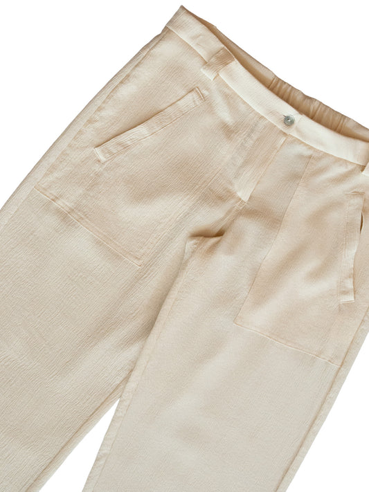 HOKKAIDŌ PANTS IN CREAM CRINKLE
