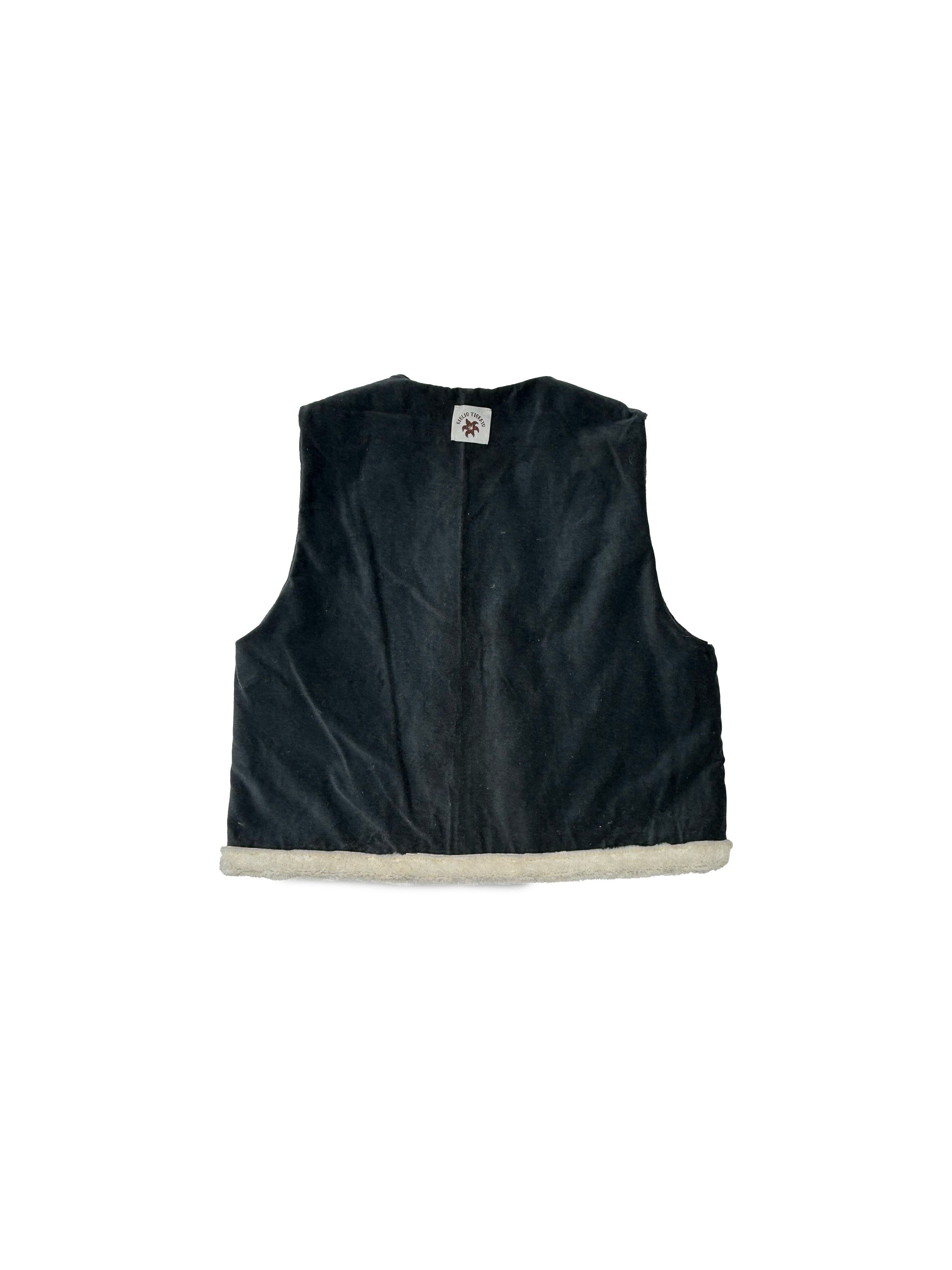 Fuffy Double-face Vest in Light Blue Velvet and Shearling