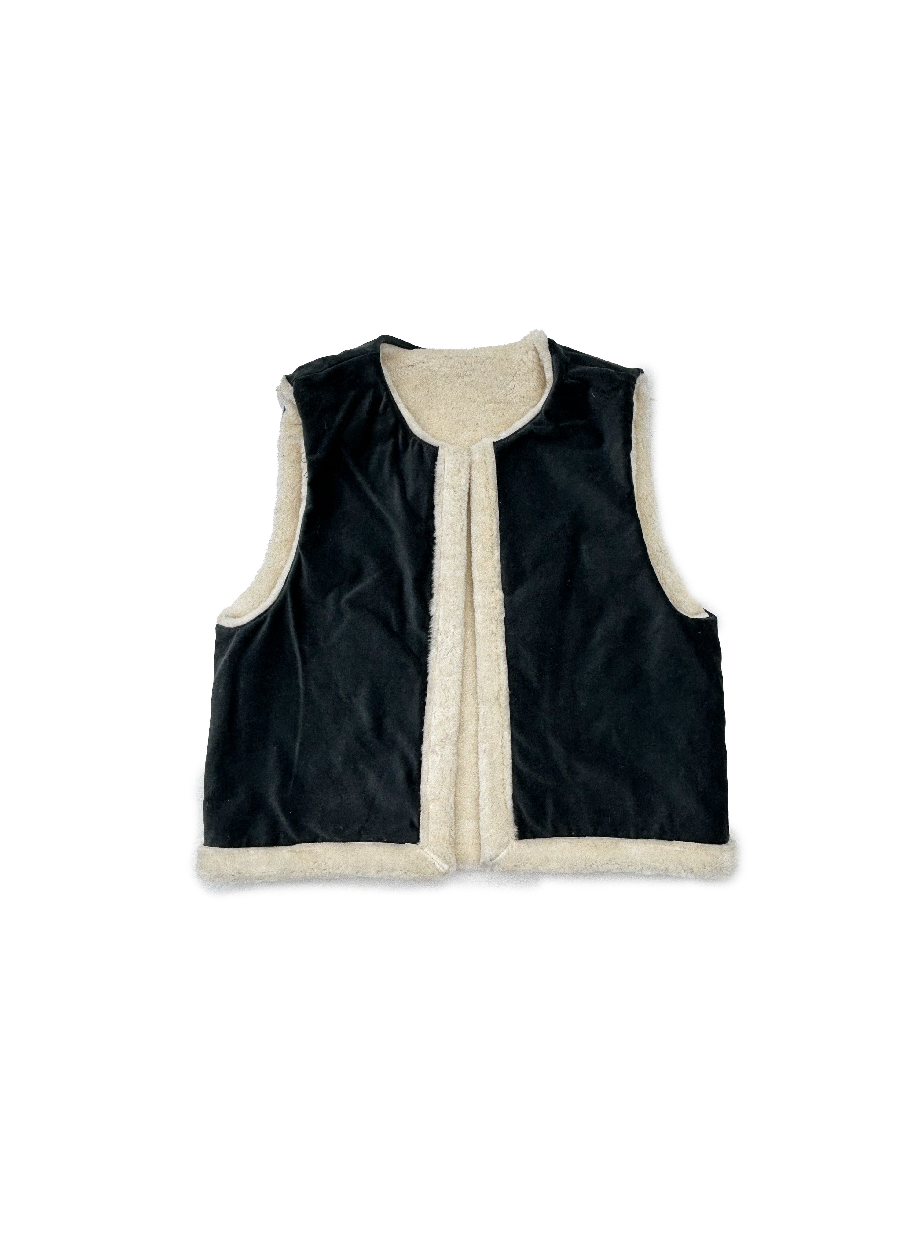 Fuffy Double-face Vest in Light Blue Velvet and Shearling