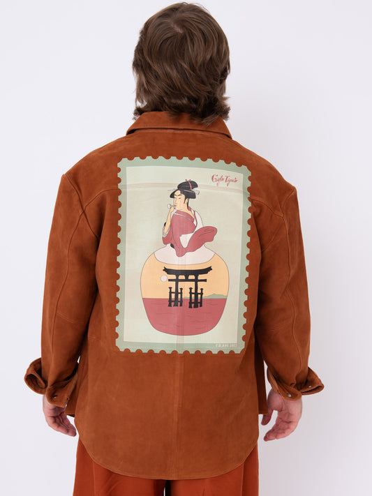 Vintage Suede Shirt w/ Geisha Stamp